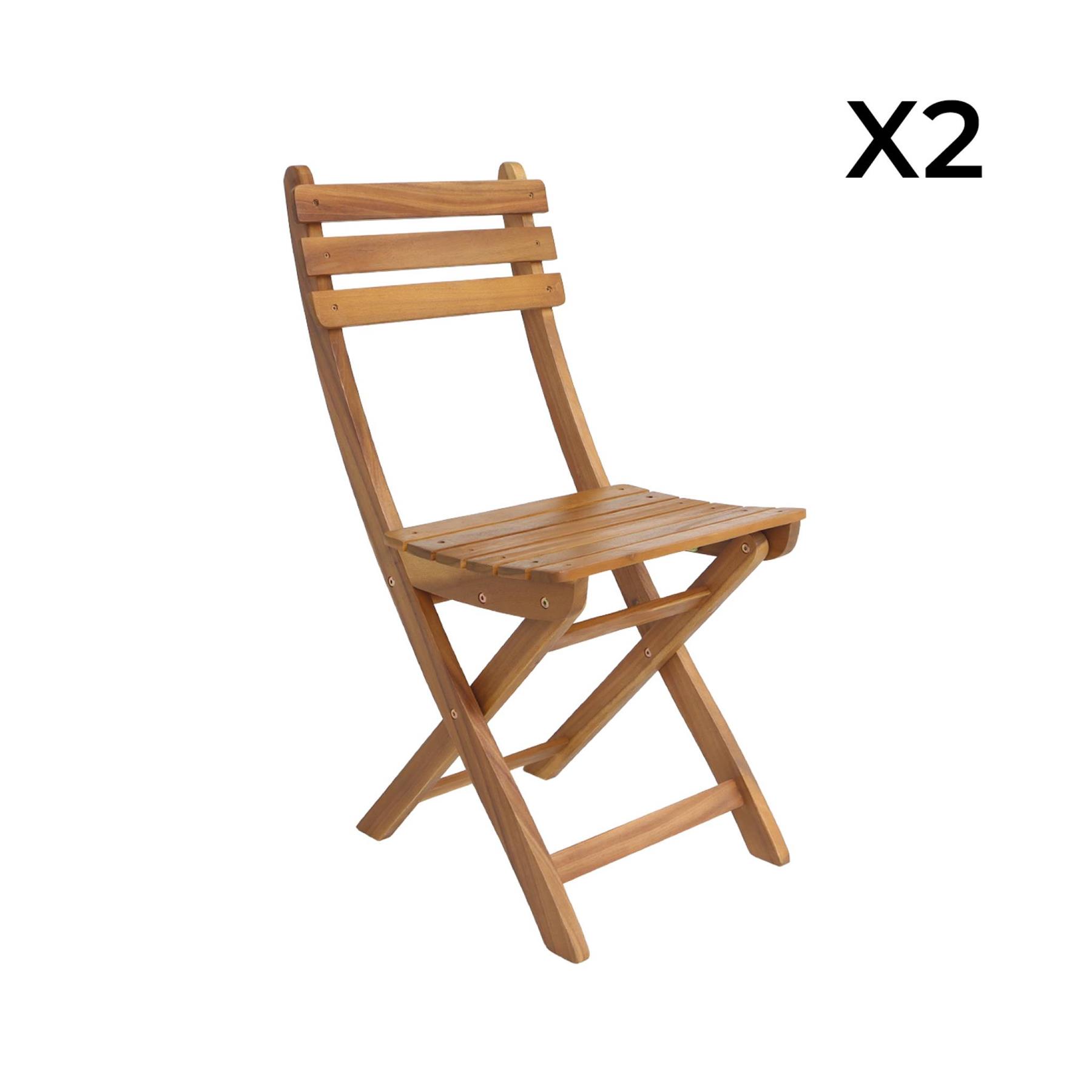 sweeek - Inklapbare acacia tuinstoel (Set van 2)