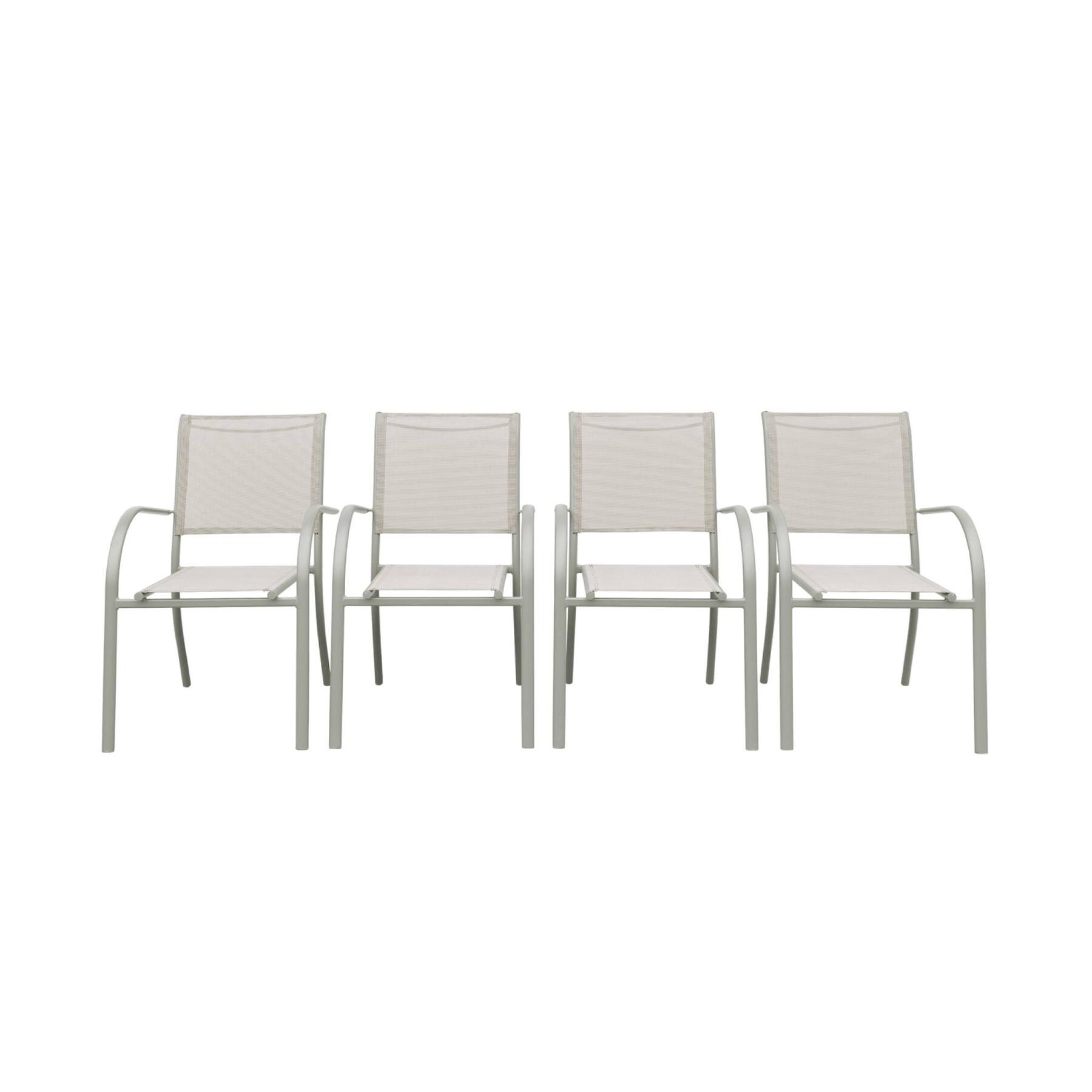 sweeek - Stapelbare tuinstoelen van aluminium en textileen (set van 4)