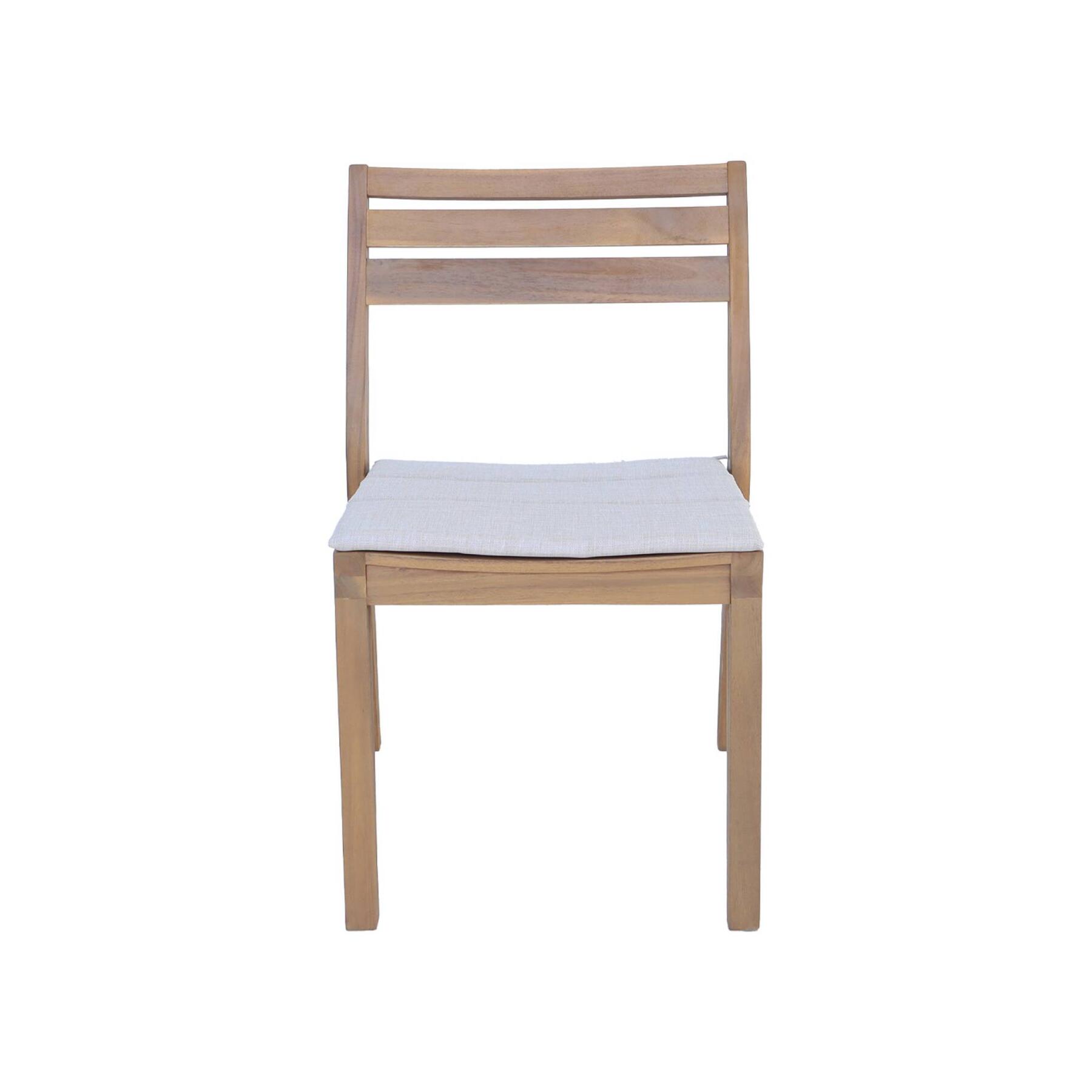 sweeek - Set van 2 acaciahouten tuinstoelen met kussen