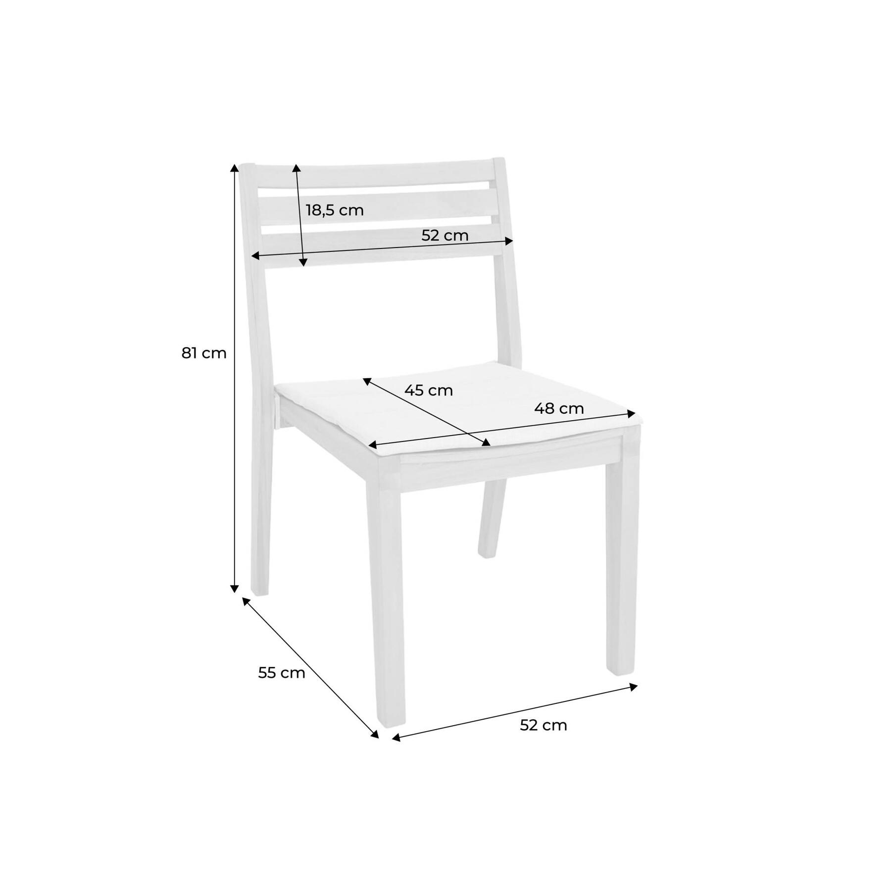 sweeek - Set van 2 acaciahouten tuinstoelen met kussen