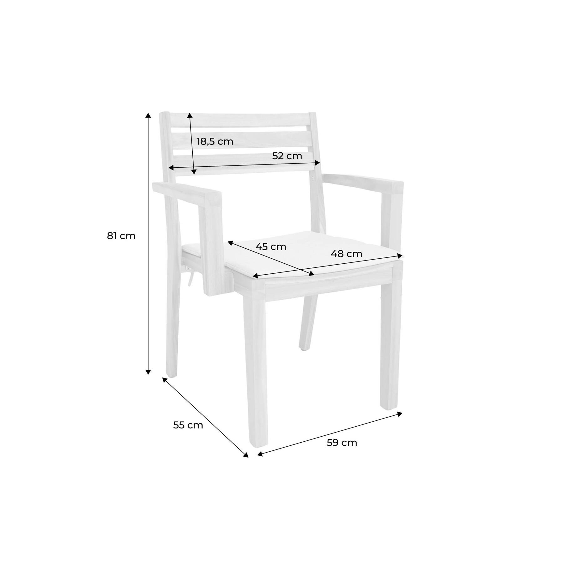 sweeek - Set van 4 acaciahouten tuinstoelen met kussen