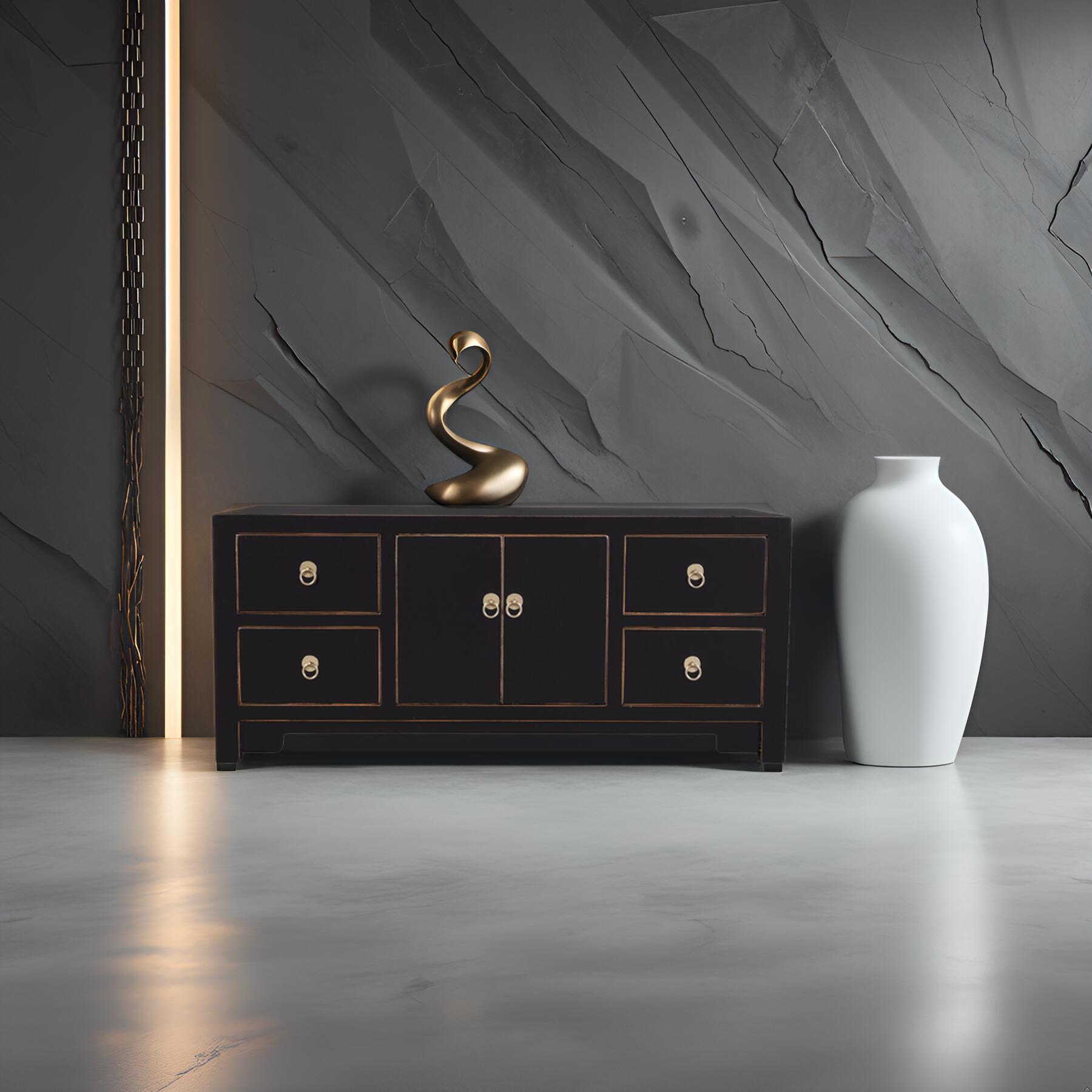 Fine Asianliving Chinese TV Kast Onyx Zwart -