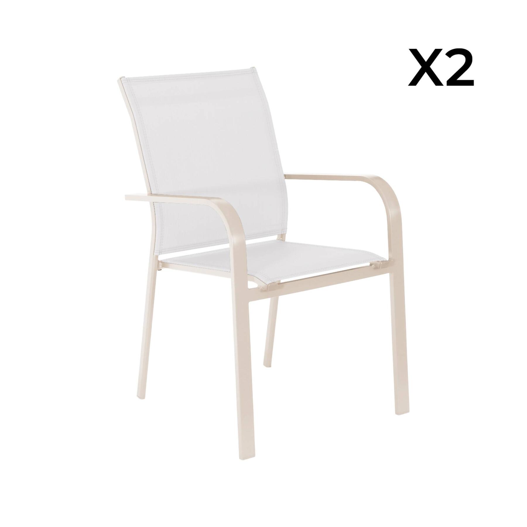sweeek - Stapelen tuinstoelen van aluminium en textileen (Set van 2)