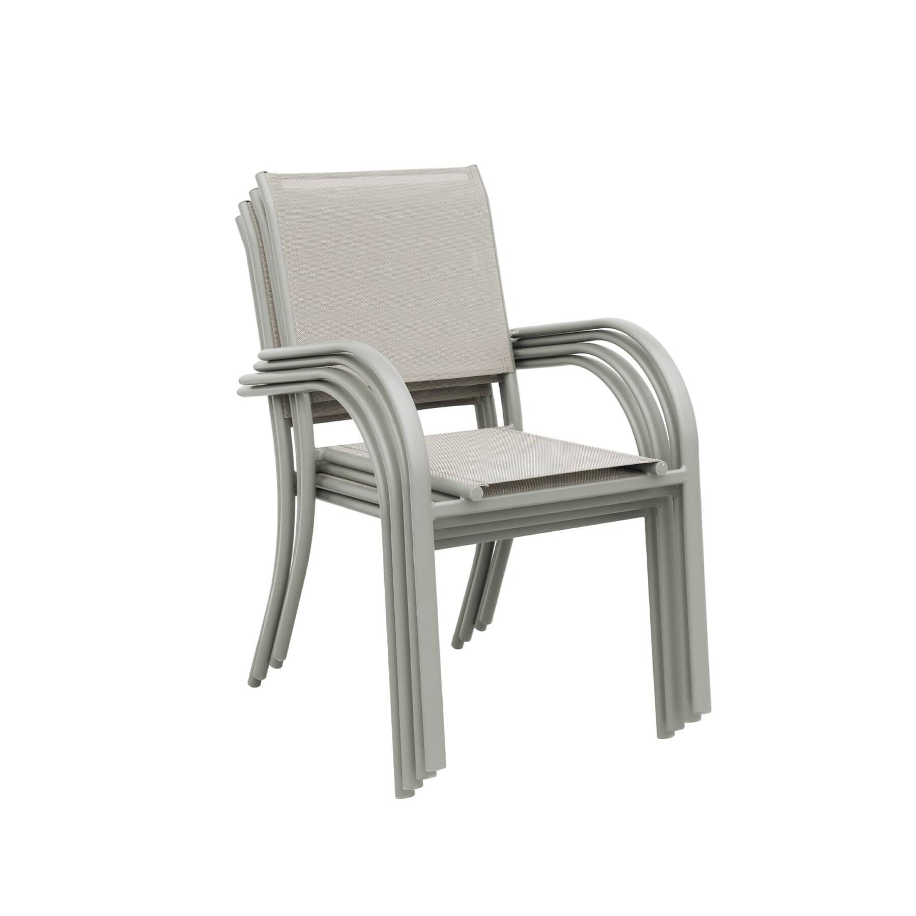 sweeek - Stapelbare tuinstoelen van aluminium en textileen (set van 4)