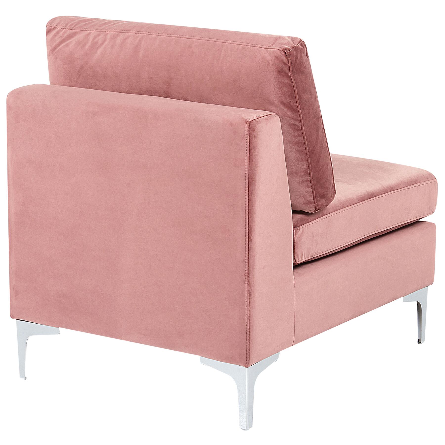 Beliani - EVJA - Hoekbank 5-zits - Roze - Linkerzijde - Fluweel