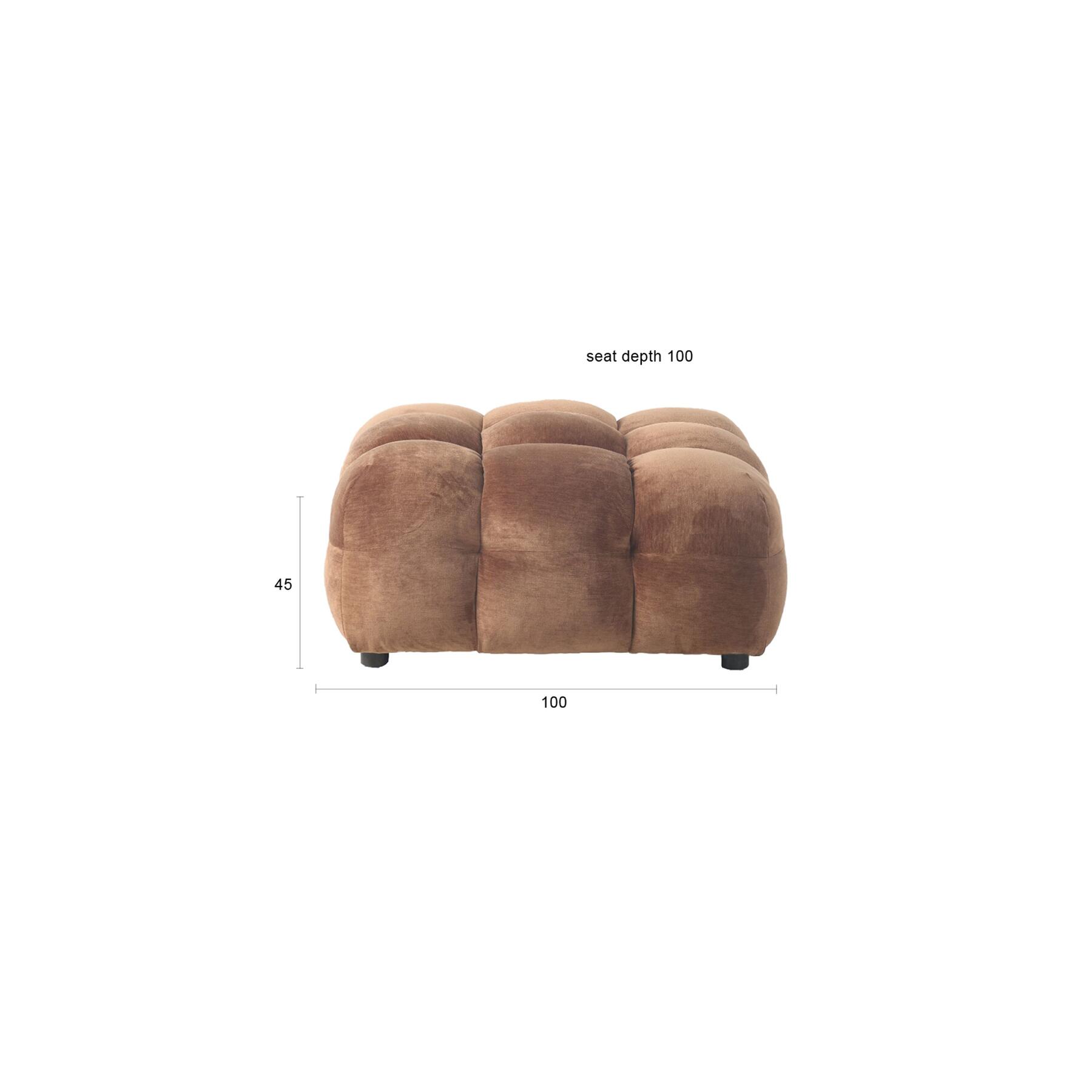 Dutchbone Hackman Hocker Velours Cognac Bruin