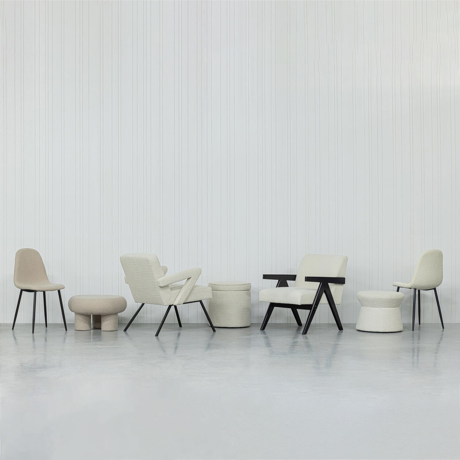 WOOOD Lowie Fauteuil - Polyester - Naturel|Zwart - 79x60x79