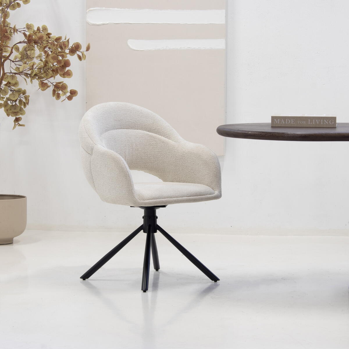 DÉJA Living - Eetkamerstoel Beige - Draaibaar - Celeste - Set van 2