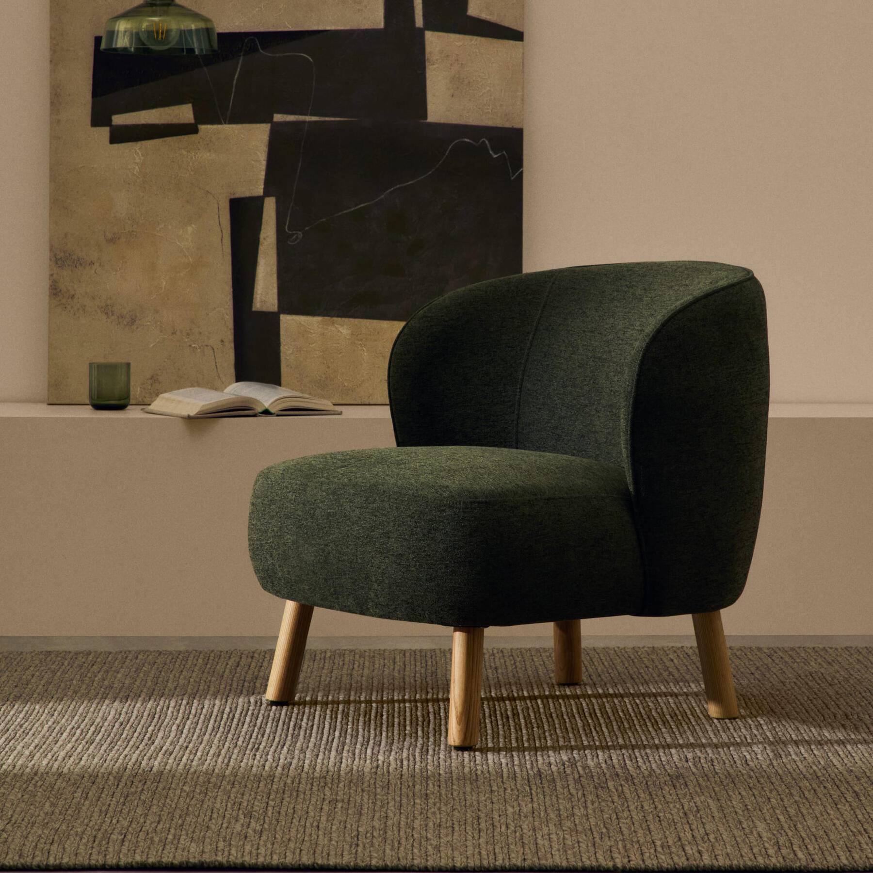  Kave Home Ulit Fauteuil - Chenille - Groen 
