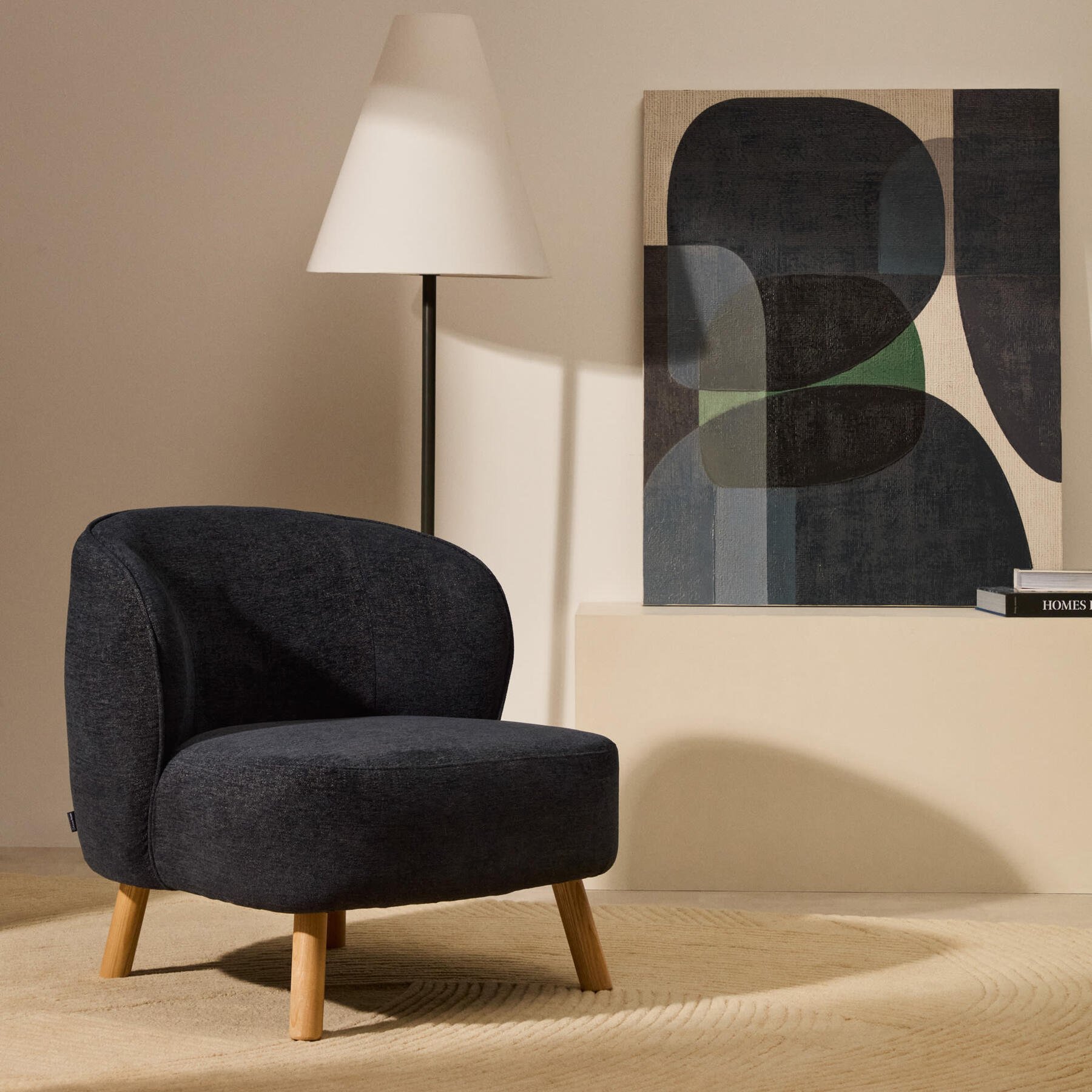 Kave Home Ulit Fauteuil - Chenille - Blauwgrijs  