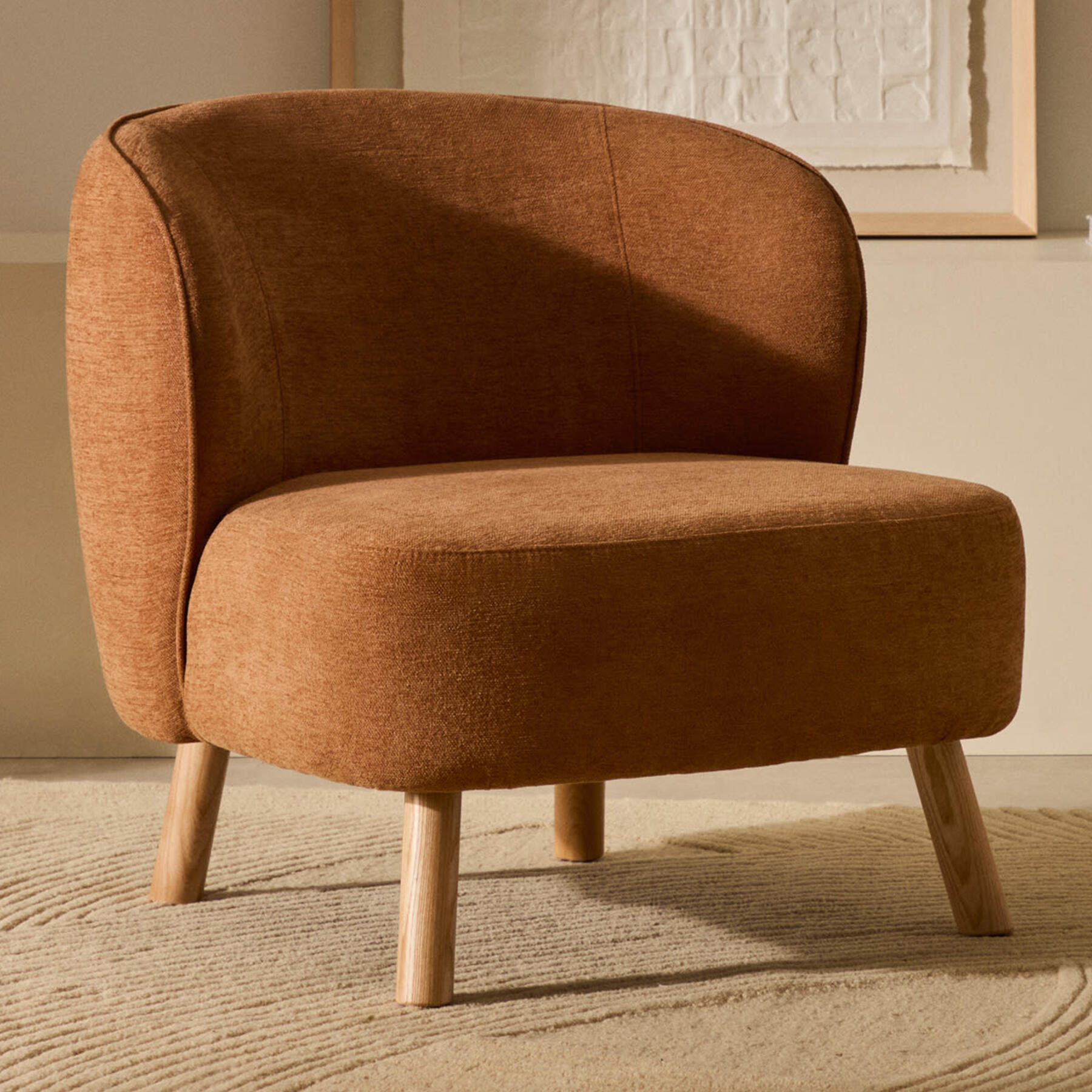 Kave Home Ulit Fauteuil - Chenille - Terracotta  