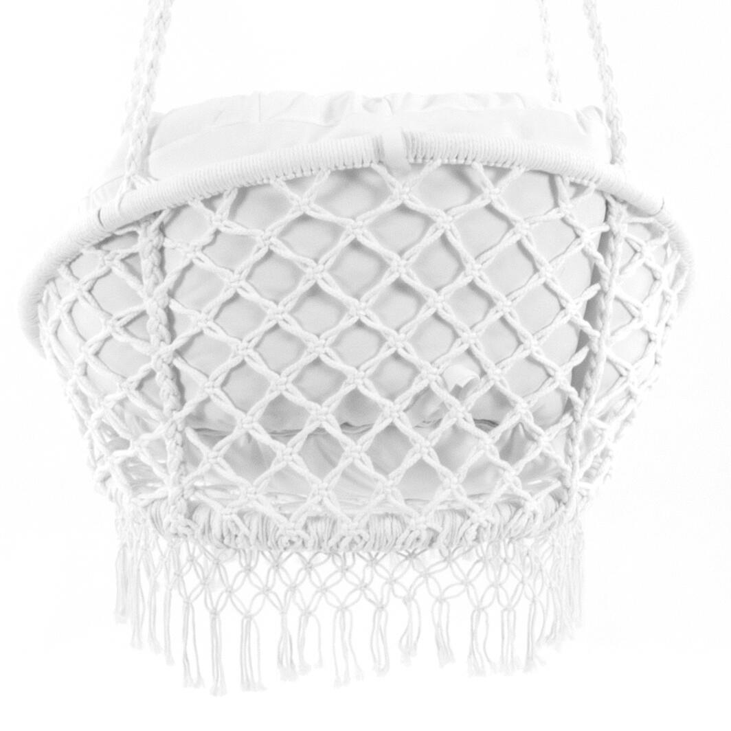 Vivere Polyester Macrame Deluxe Stoel met Franje - Off White