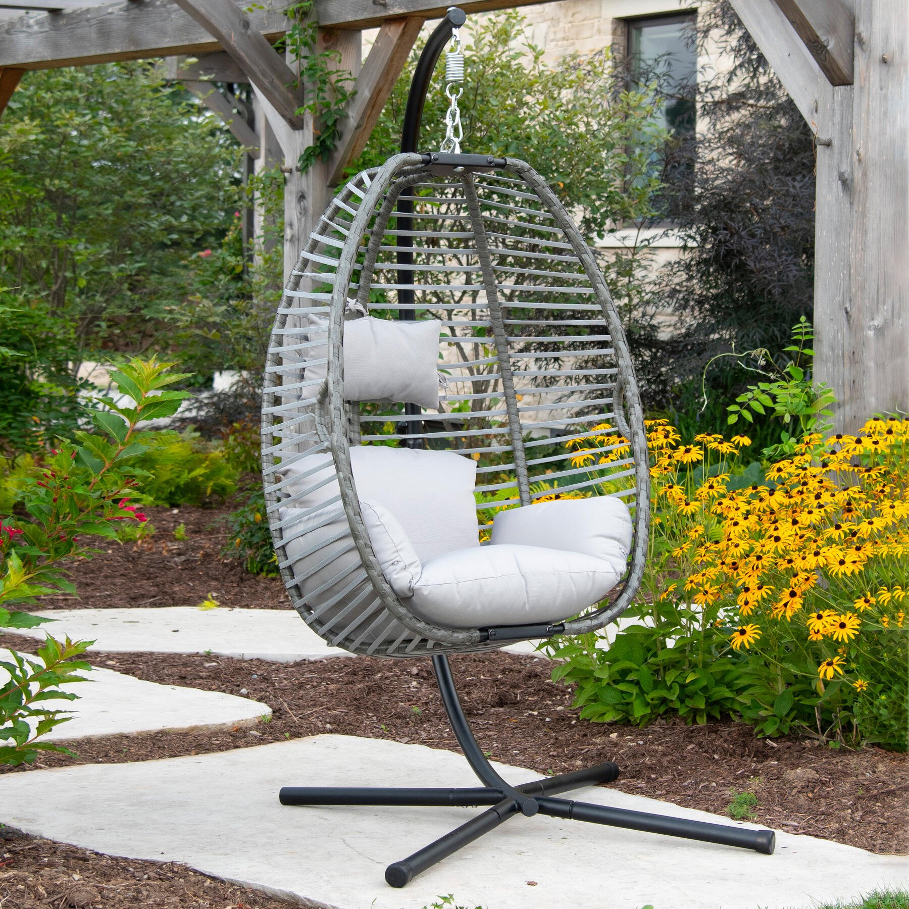Vivere Moonstone Hangstoel met Standaard