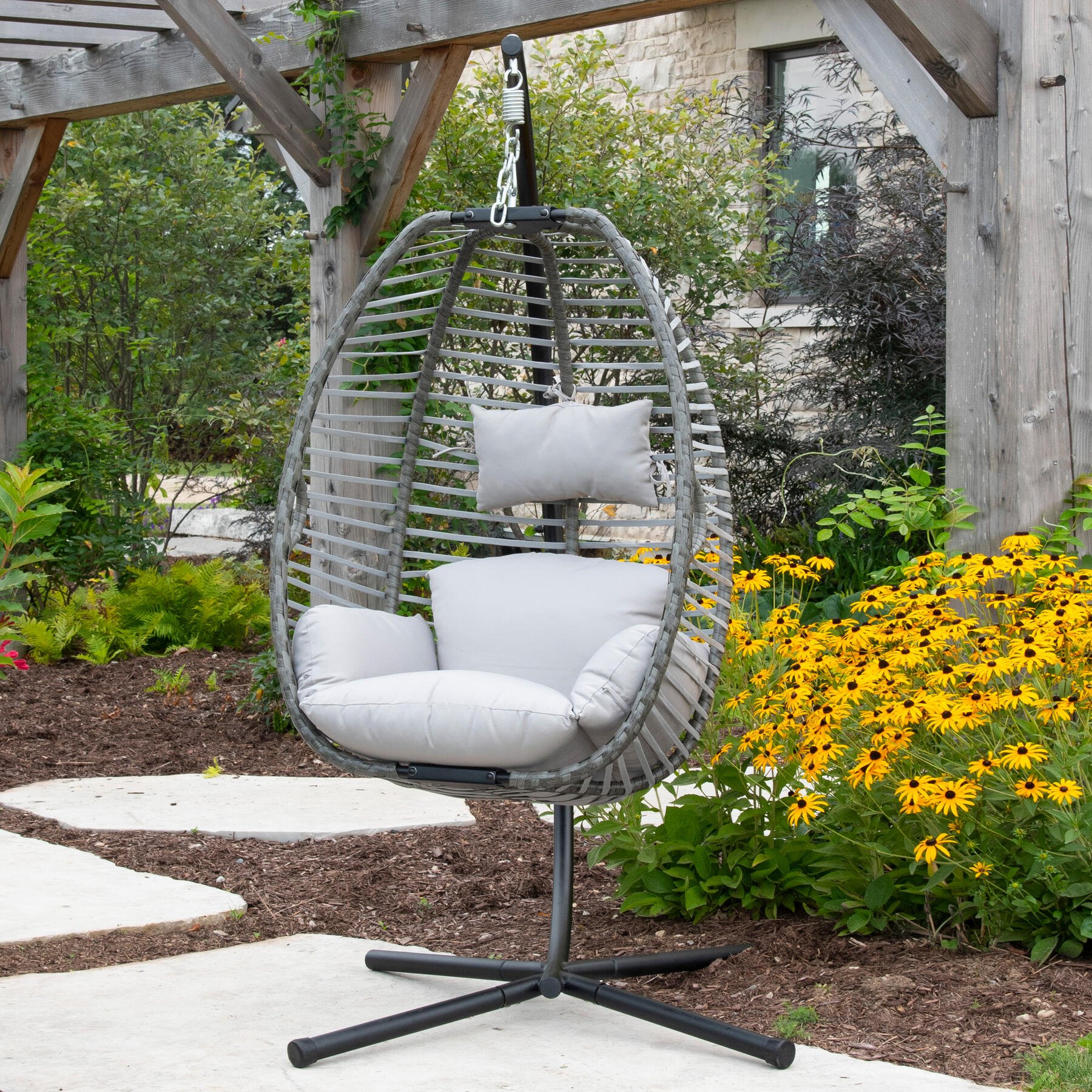 Vivere Moonstone Hangstoel met Standaard