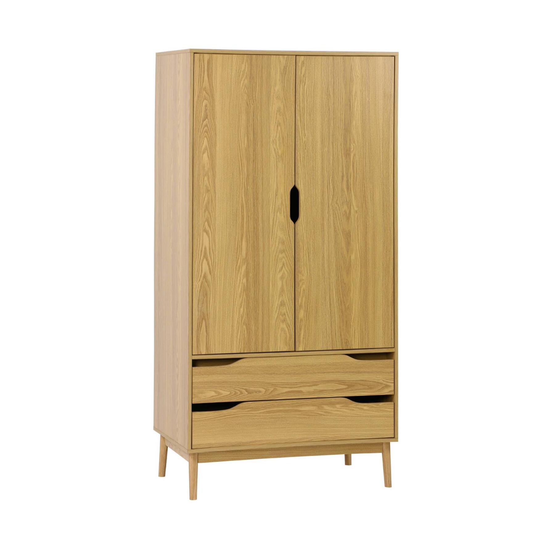 sweeek - Vintage kledingkast, walnootkleurig hout, 2 deuren