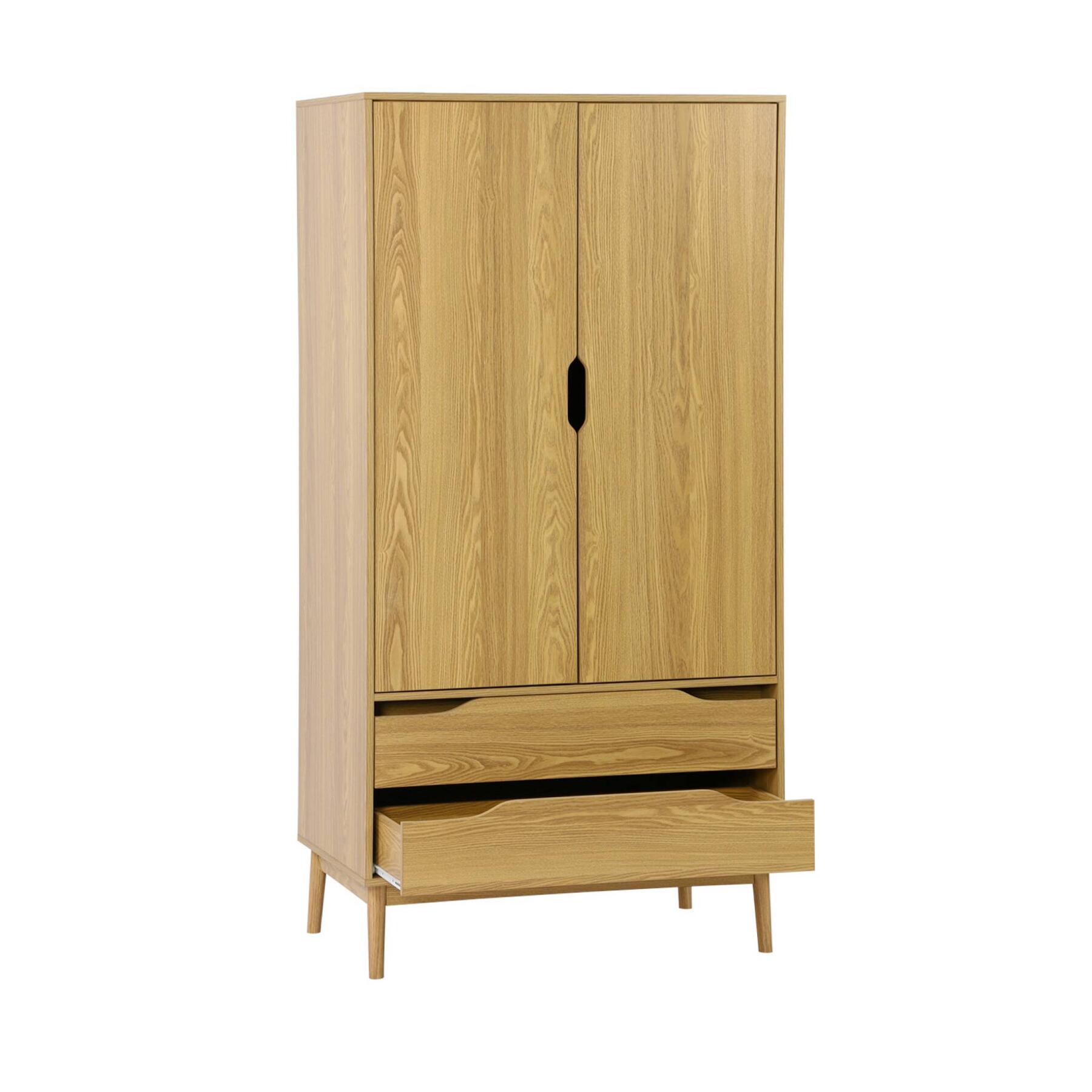 sweeek - Vintage kledingkast, walnootkleurig hout, 2 deuren