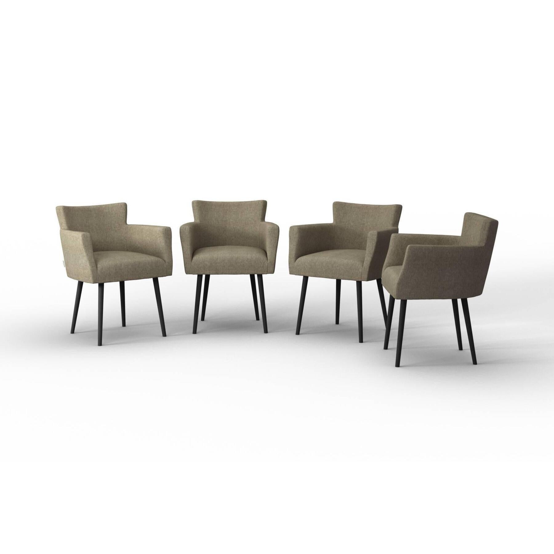 NADUVI Collection Set van 4 eetkamerstoelen Billie linnen