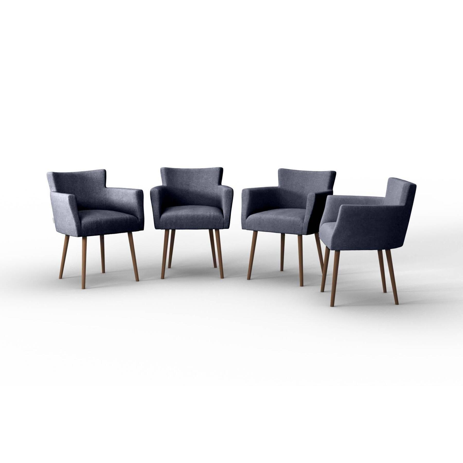 NADUVI Collection Set van 4 eetkamerstoelen Billie linnen