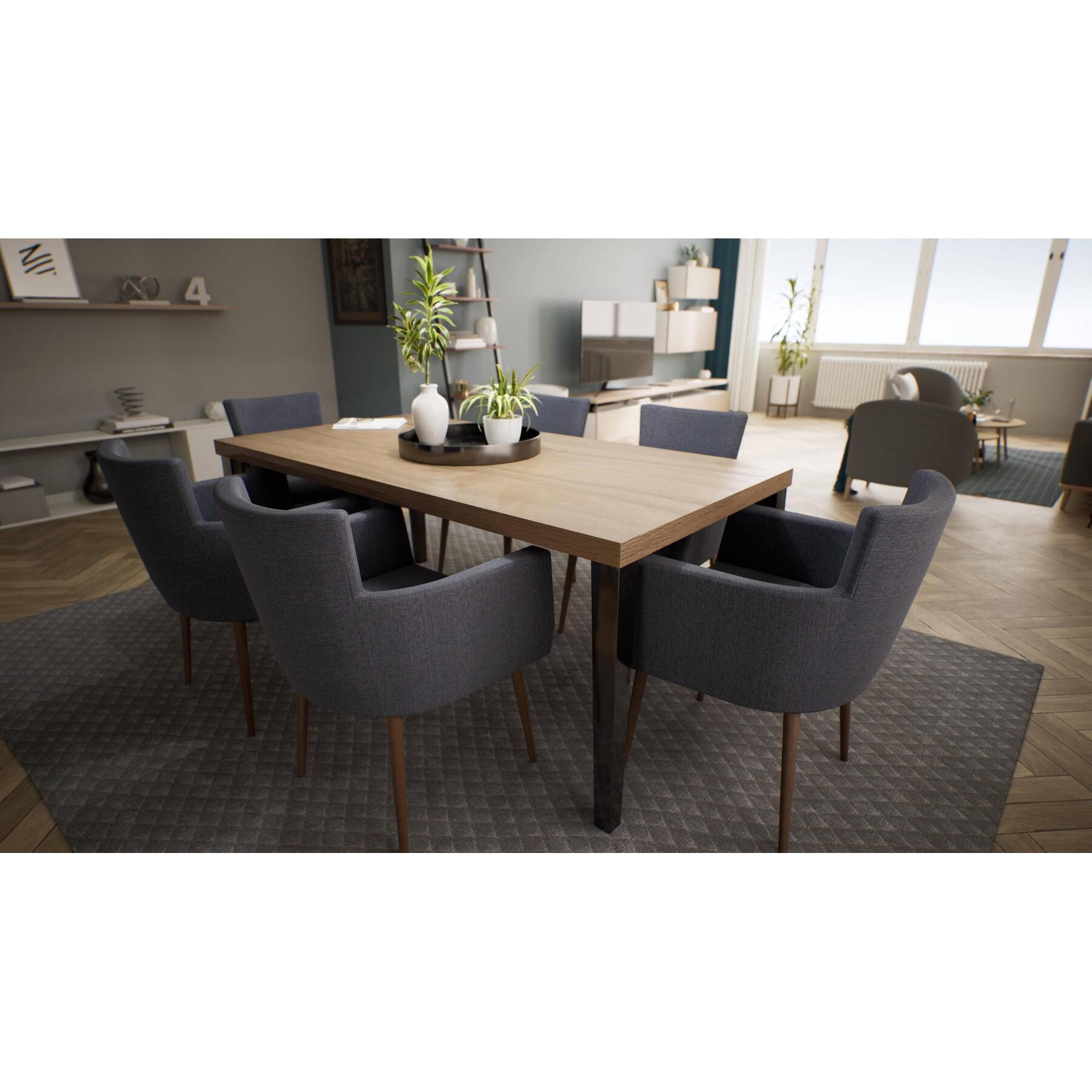 NADUVI Collection Set van 4 eetkamerstoelen Billie linnen