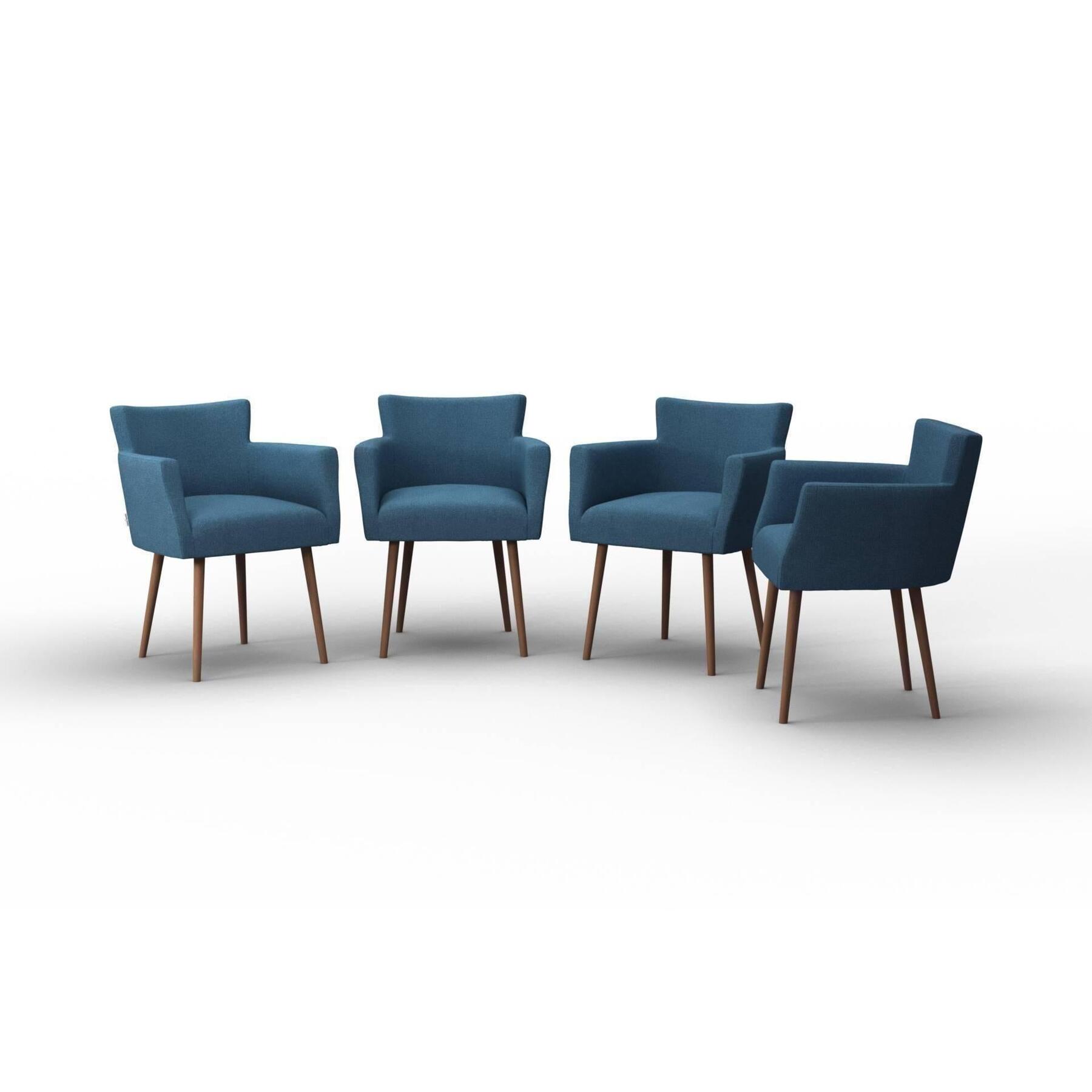 NADUVI Collection Set van 4 eetkamerstoelen Billie linnen