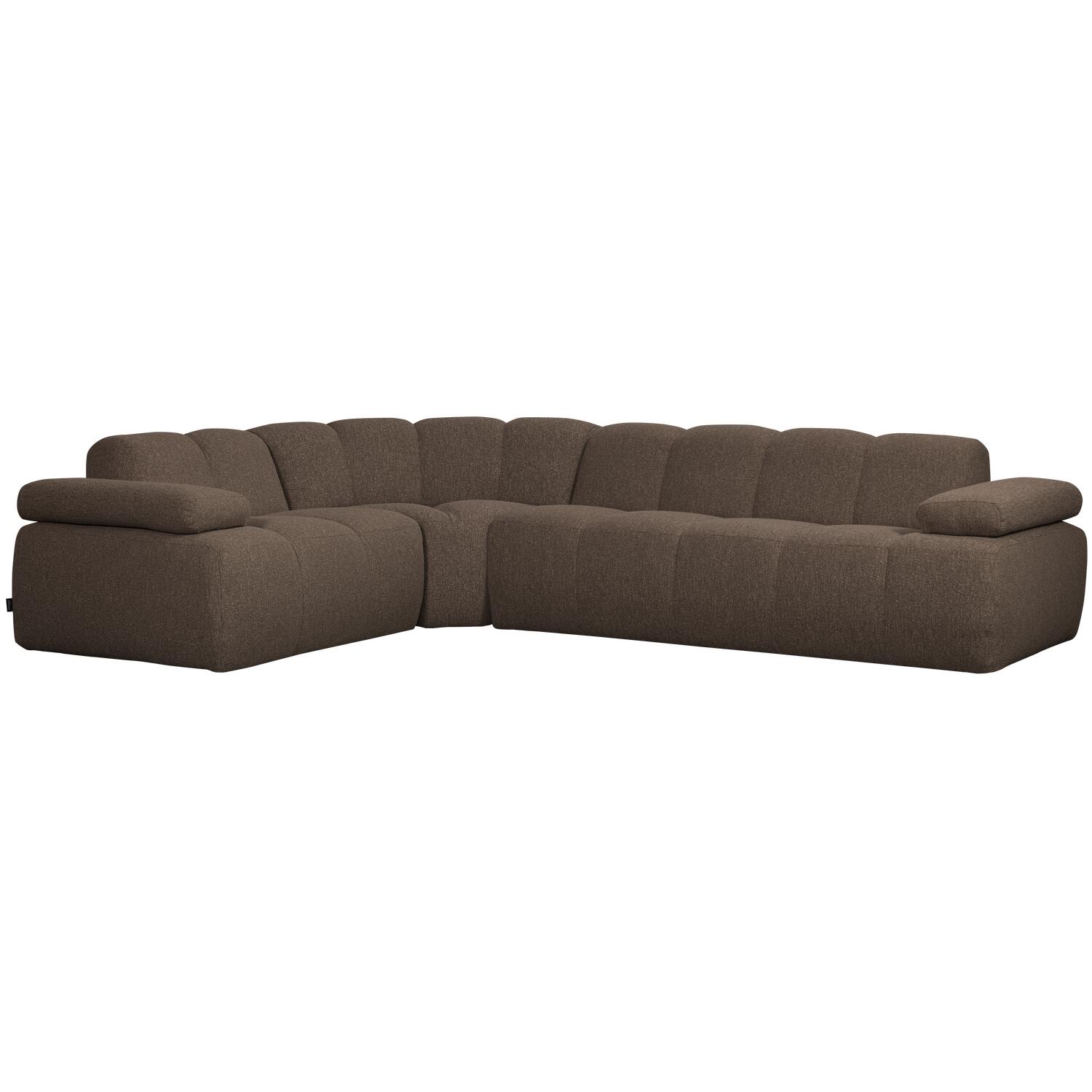 WOOOD Mojo Hoekbank Links - Bouclé - Bruin Melange - 74x310x230