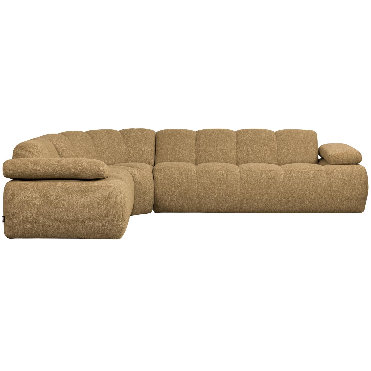 WOOOD Mojo Hoekbank Links - Bouclé - Geel|Bruin Melange - 74x310x230