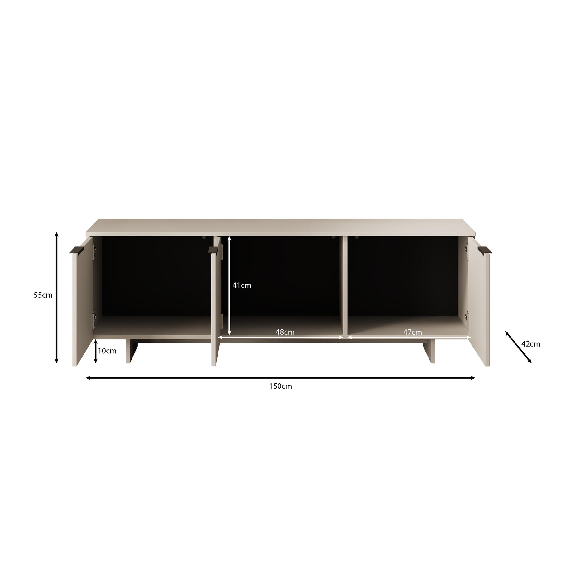 Meubella TV-Meubel Ankara - Beige - 150 cm