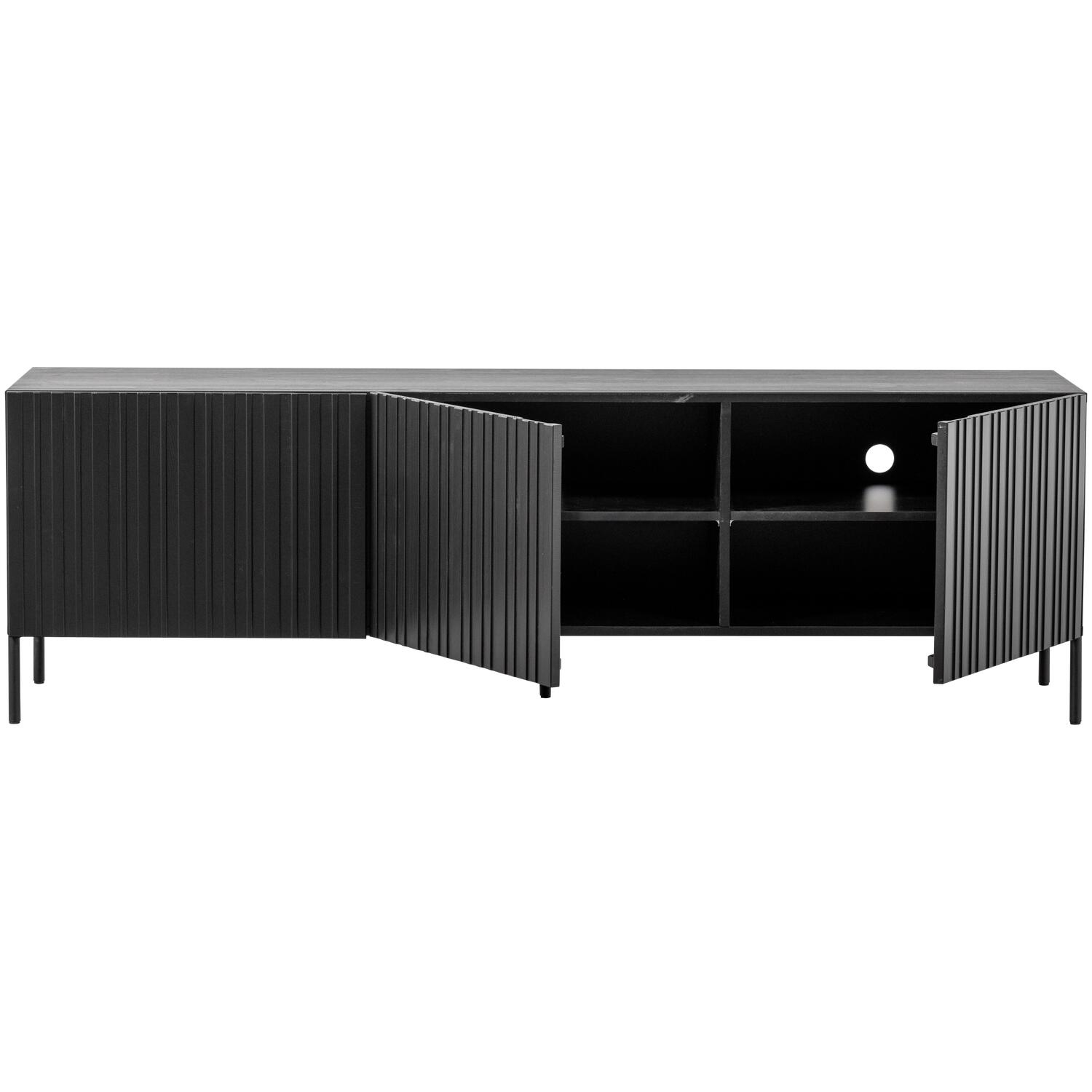 WOOOD Grand Gravure TV Meubel - Grenen - Zwart - 56x180x46