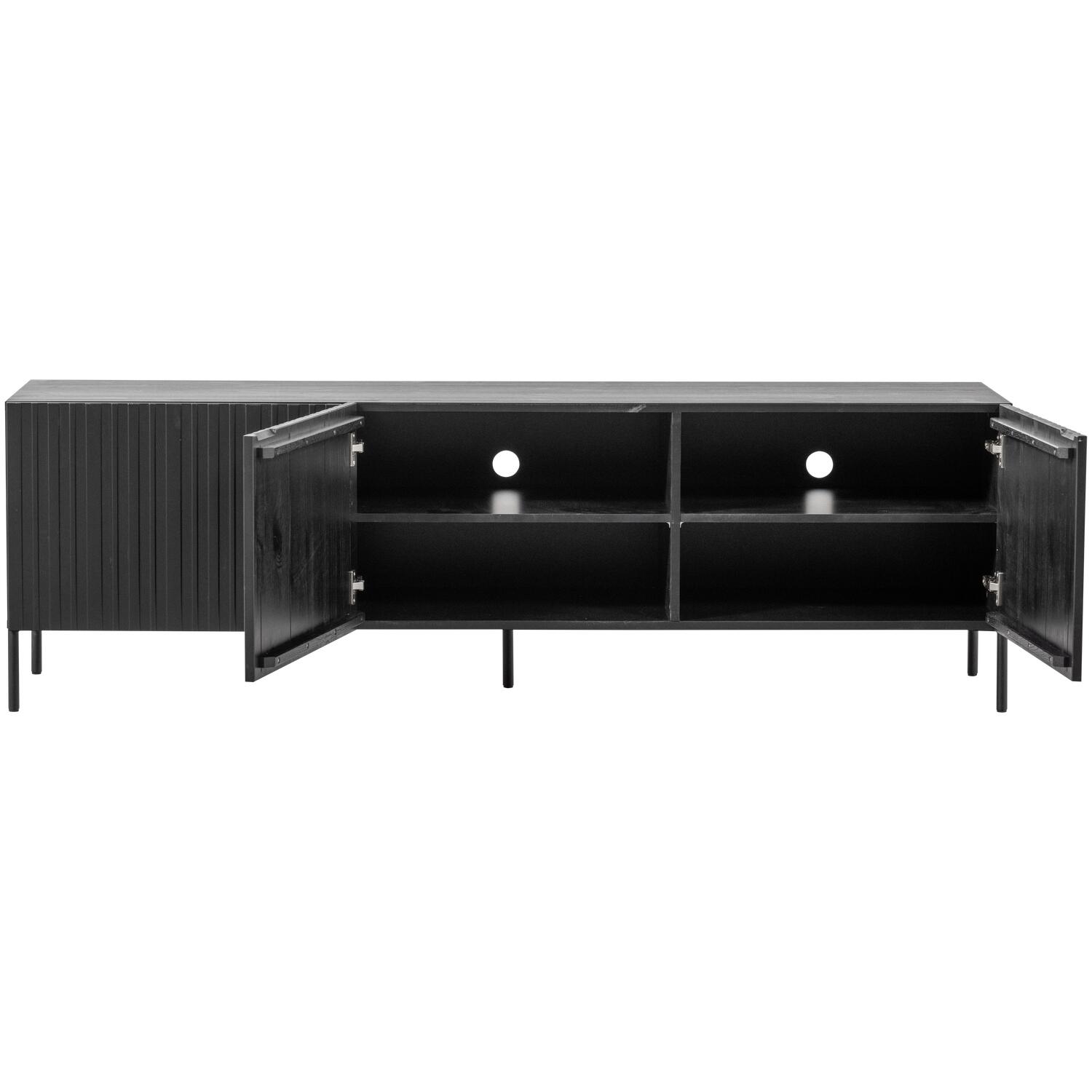WOOOD Grand Gravure TV Meubel - Grenen - Zwart - 56x180x46