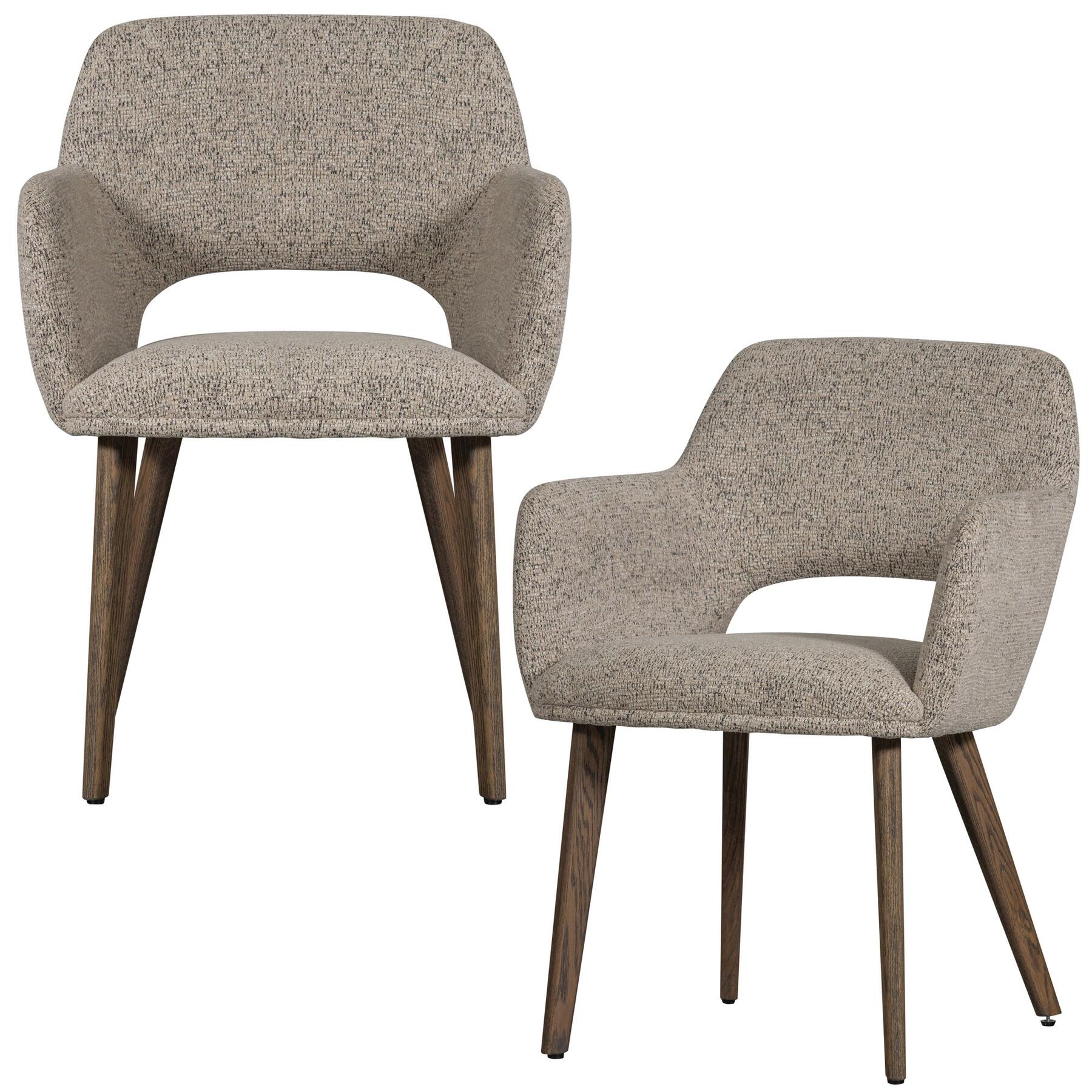 WOOOD Murat Eetkamerstoelen Houten Bruine Poot - Naturel - Set van 2