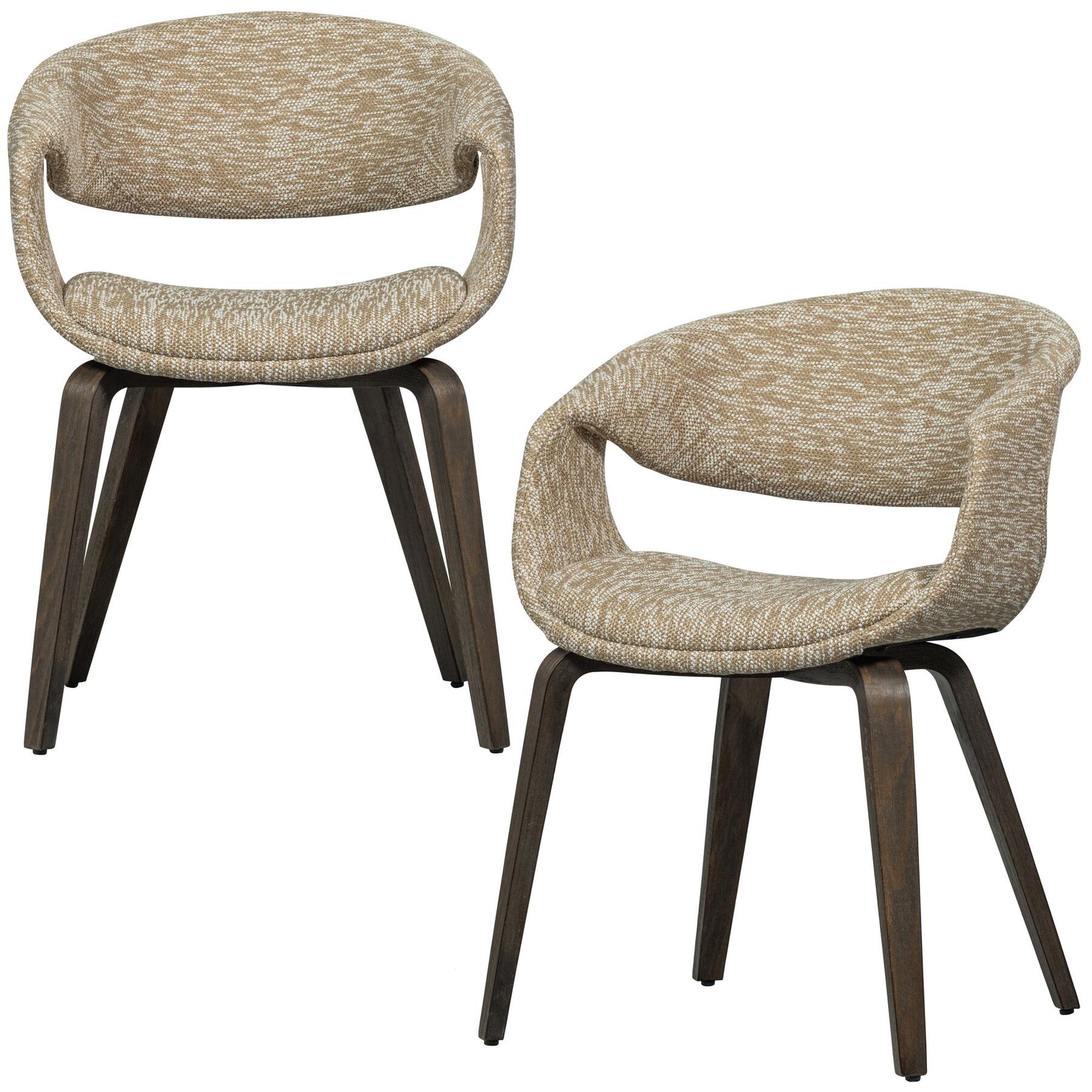 WOOOD Yossi Eetkamerstoelen Met Houten Bruinen Poot - Zand - Set van 2