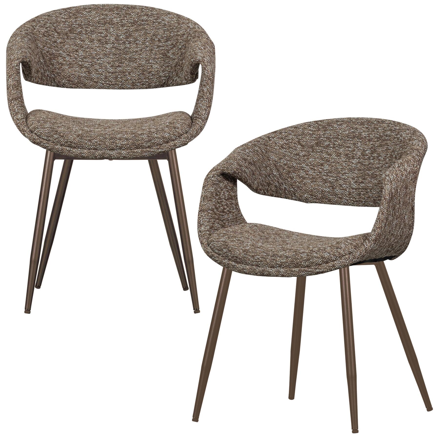 WOOOD Yossi Eetkamerstoelen Metalen Koper Poot - Bruin - Set van 2