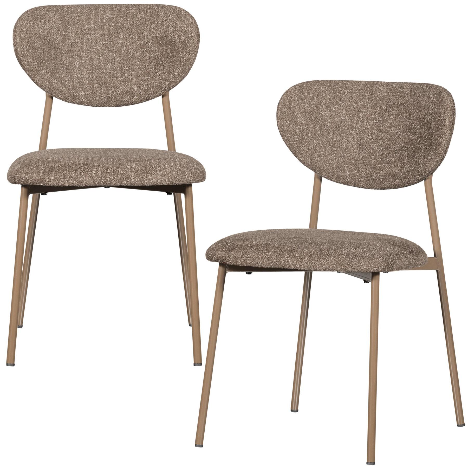 WOOOD Valor Eetkamerstoelen - Polyester - Zand- Set van 2