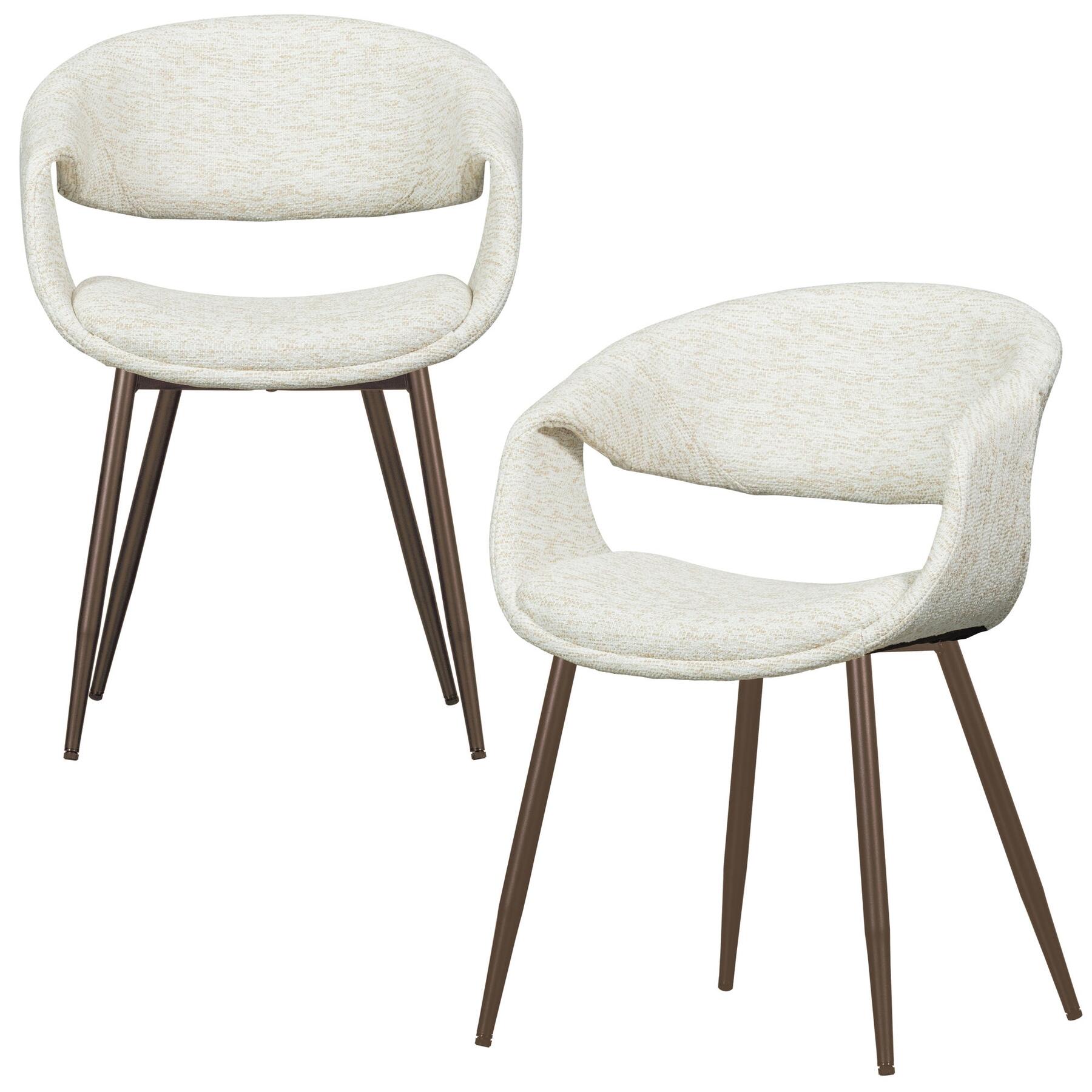 WOOOD Yossi Eetkamerstoelen Metalen Koper Poot - Naturel - Set van 2