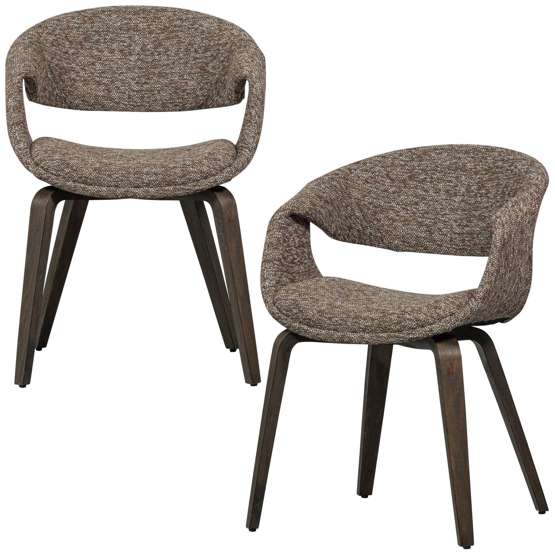 WOOOD Yossi Eetkamerstoelen Houten Bruine Poot - Bruin - Set van 2