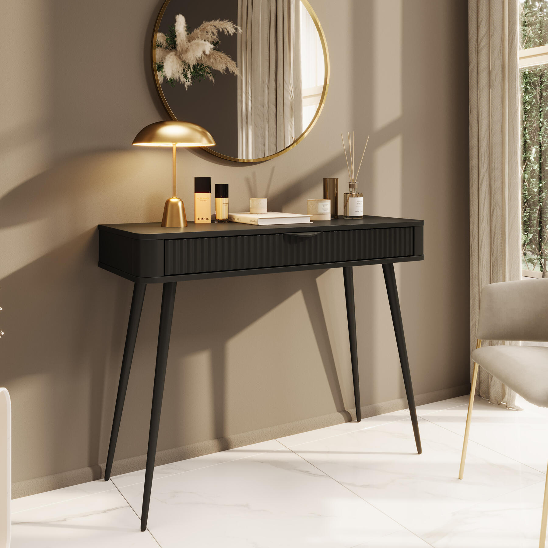Meubella Kaptafel Lima - Zwart - 100 cm