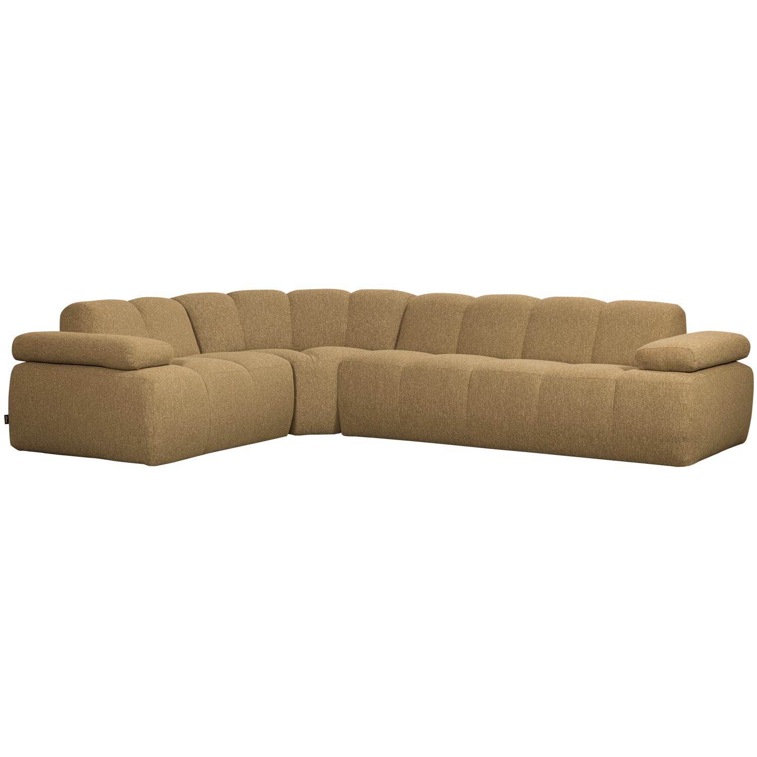 WOOOD Mojo Hoekbank Links - Bouclé - Geel|Bruin Melange - 74x310x230