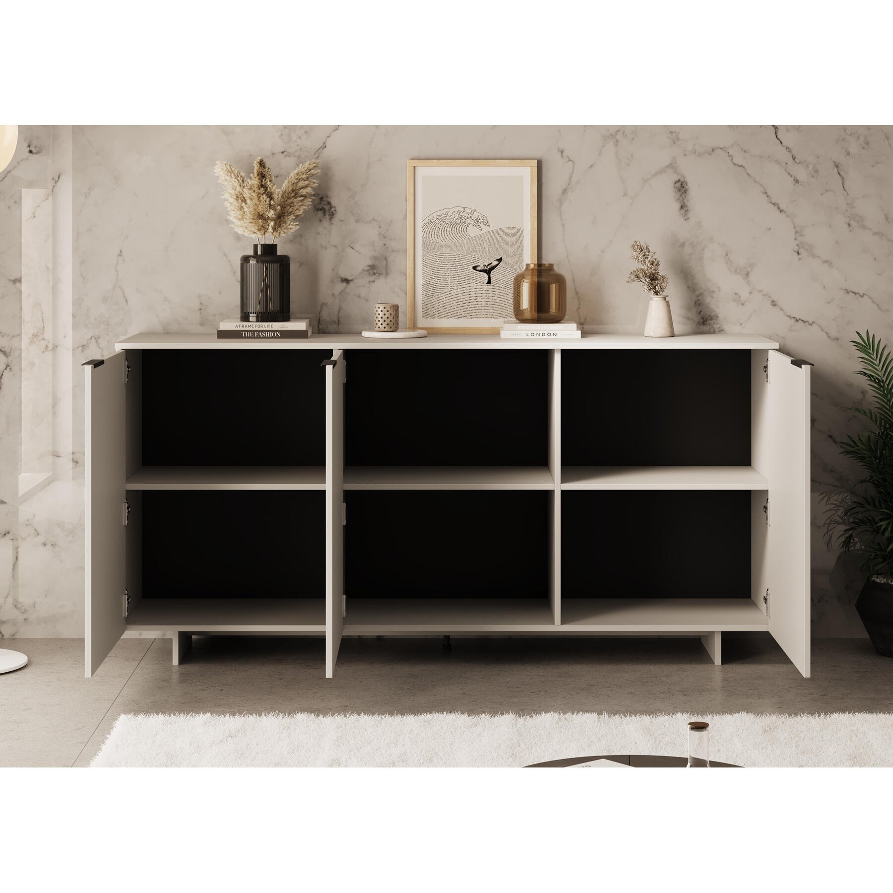 Meubella Dressoir Ankara - Beige - 180 cm