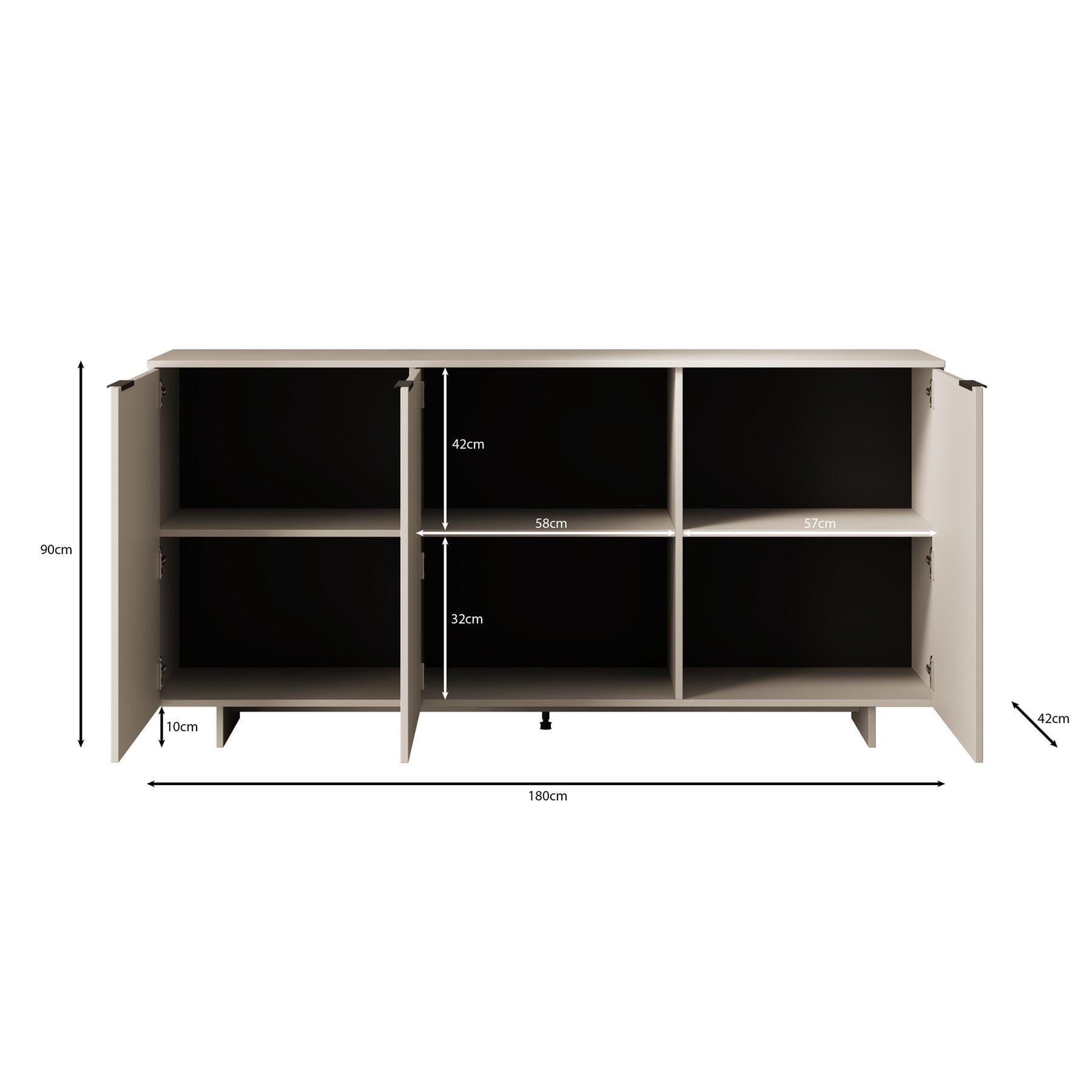 Meubella Dressoir Ankara - Beige - 180 cm