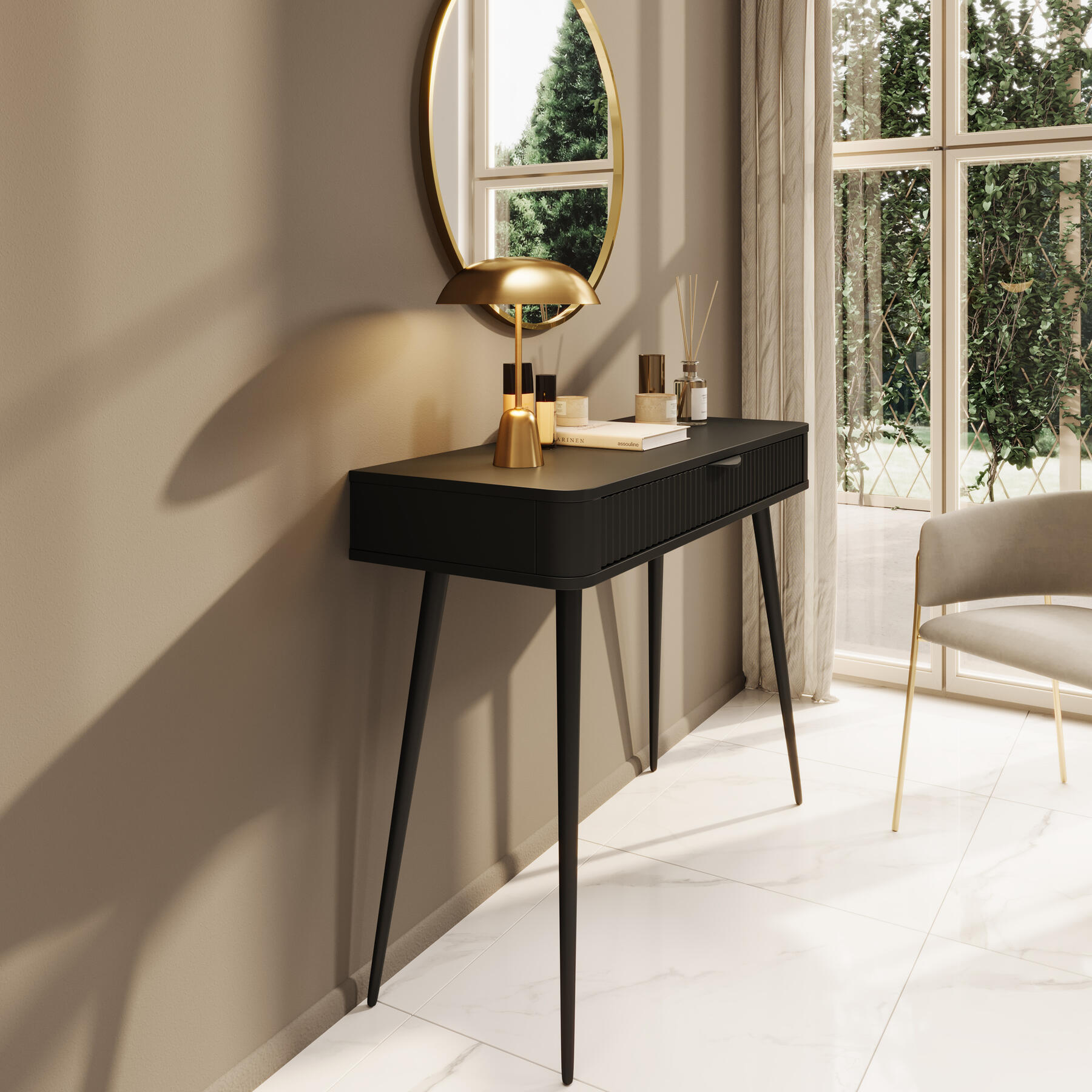 Meubella Kaptafel Lima - Zwart - 100 cm