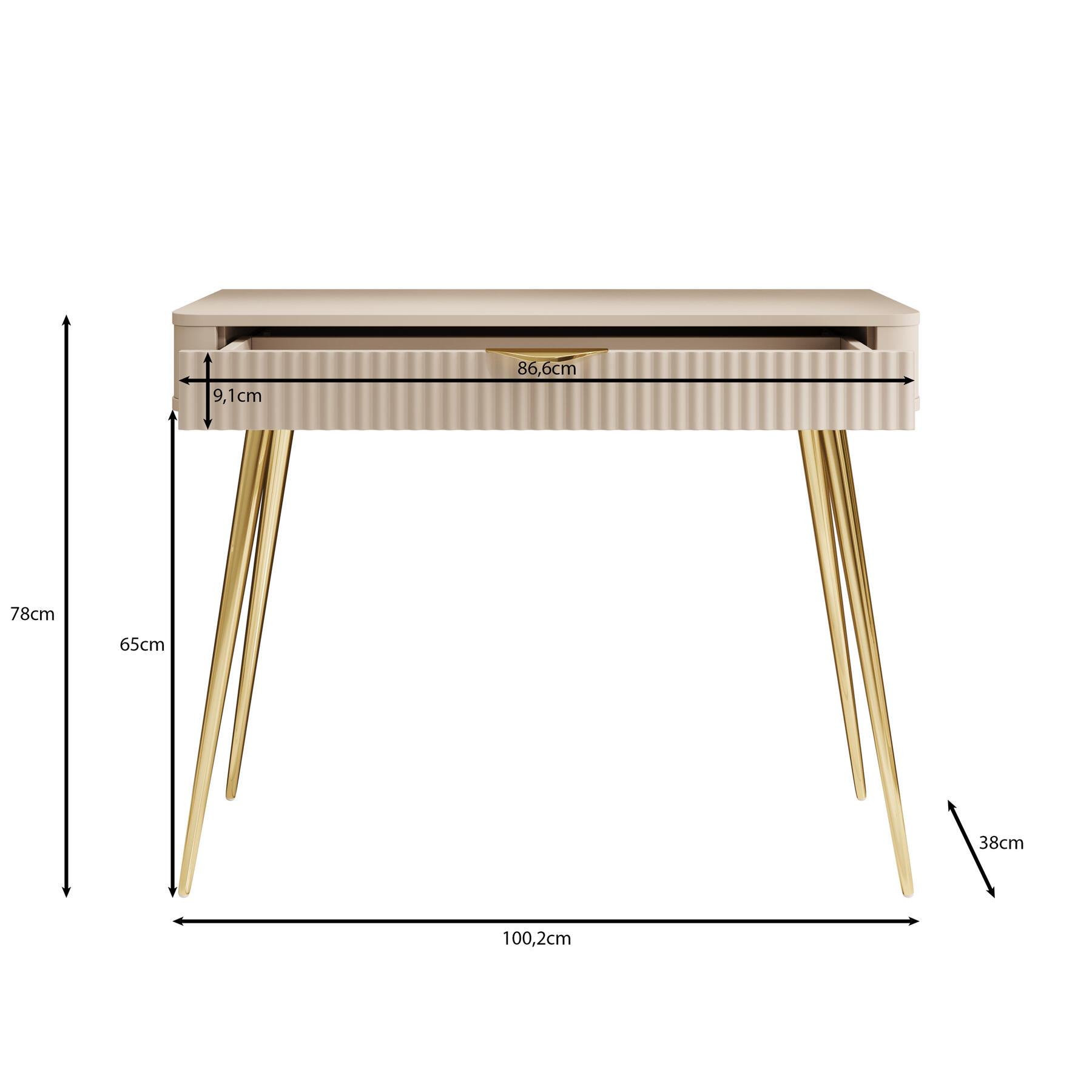 Meubella Kaptafel Lima - Zwart - 100 cm