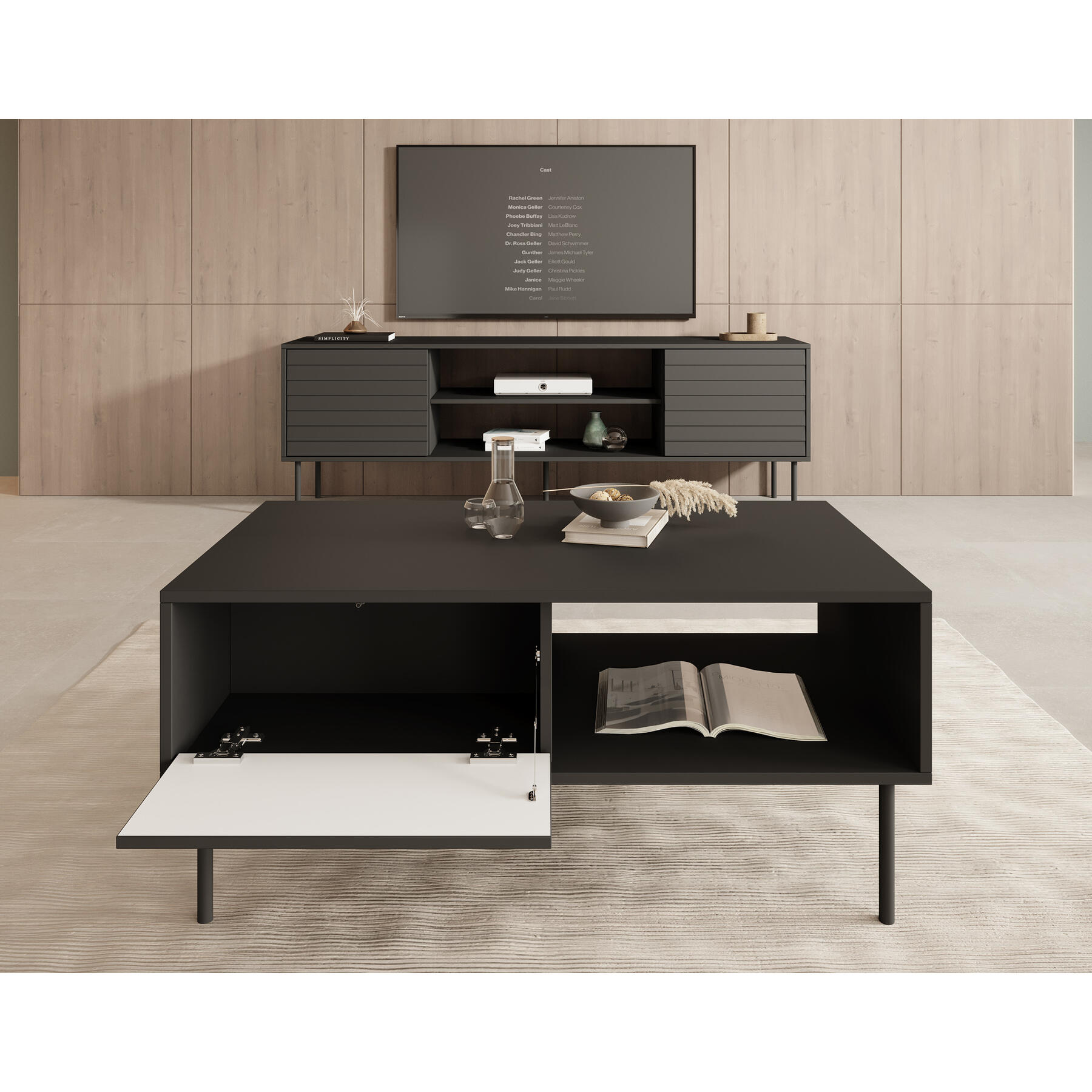 Meubella Salontafel Cordoba - Zwart - 100 cm