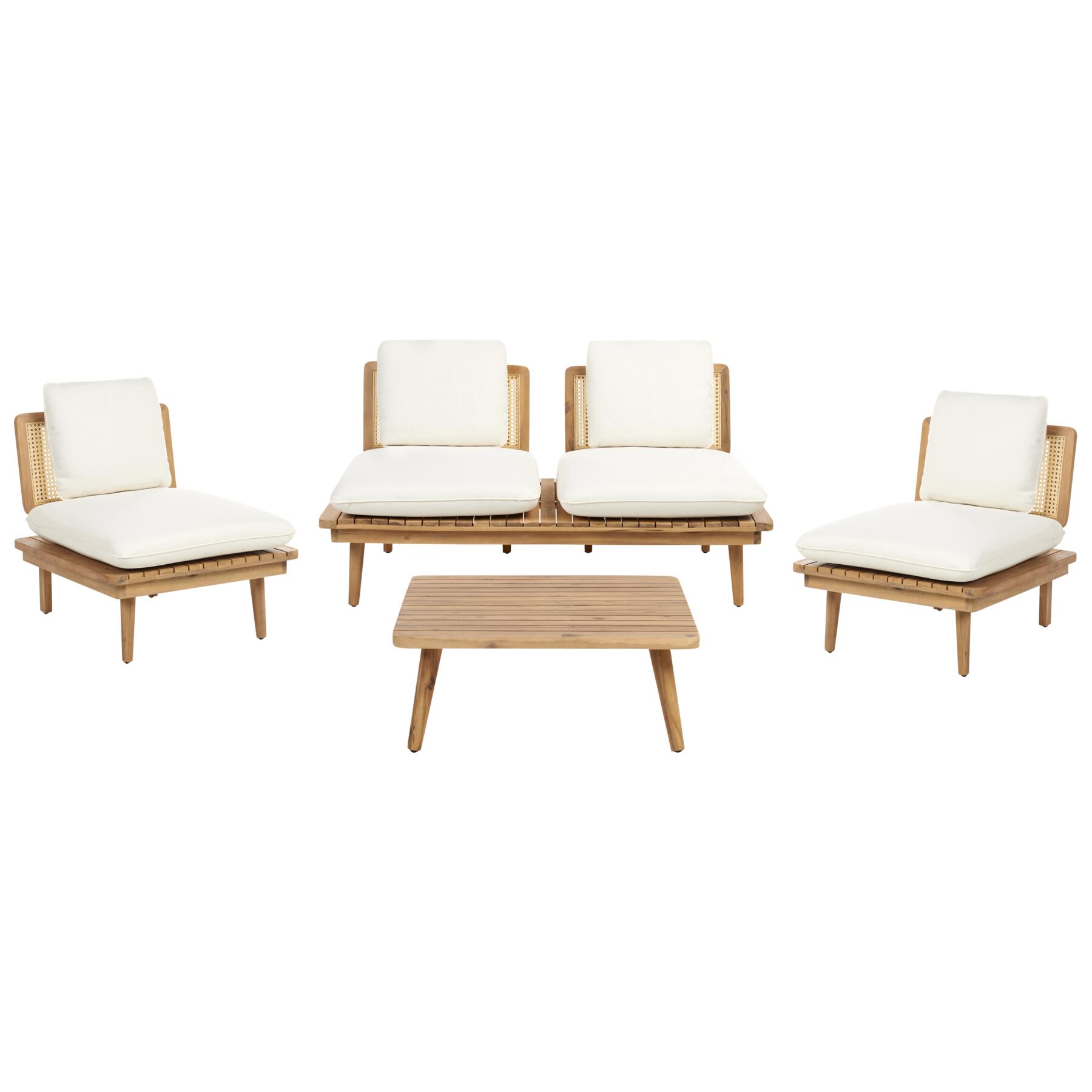 Beliani - ACCADIA - Loungeset - Lichtbeige - Acaciahout
