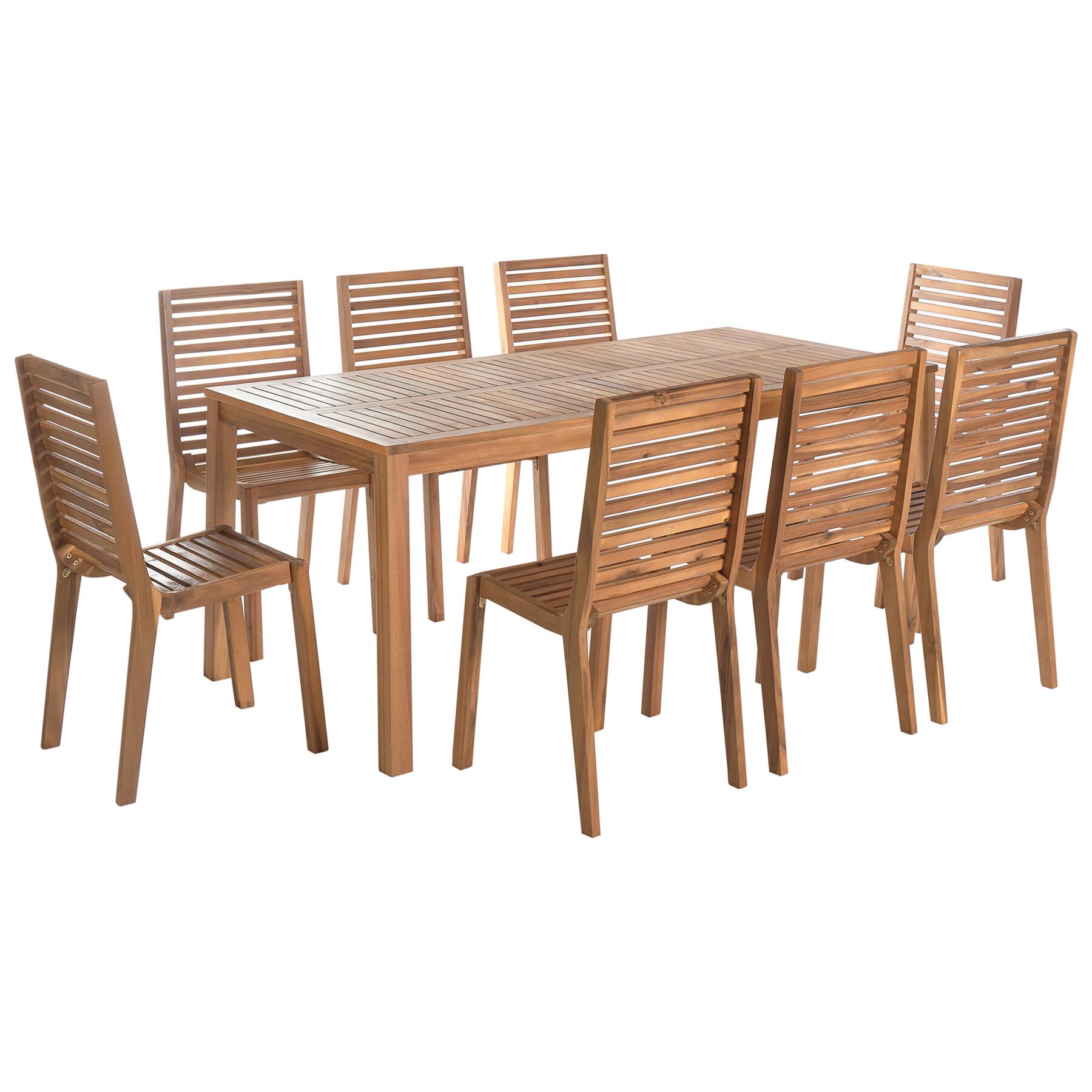 Beliani - OMBRIANO - Tuinset voor 8 - Lichte houtkleur - Acaciahout