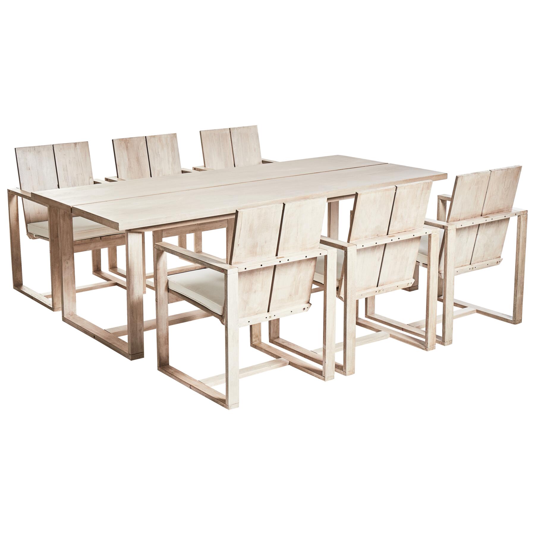 Beliani - AZZANELLO - Tuinset 6-zits - Gebroken wit - Acaciahout