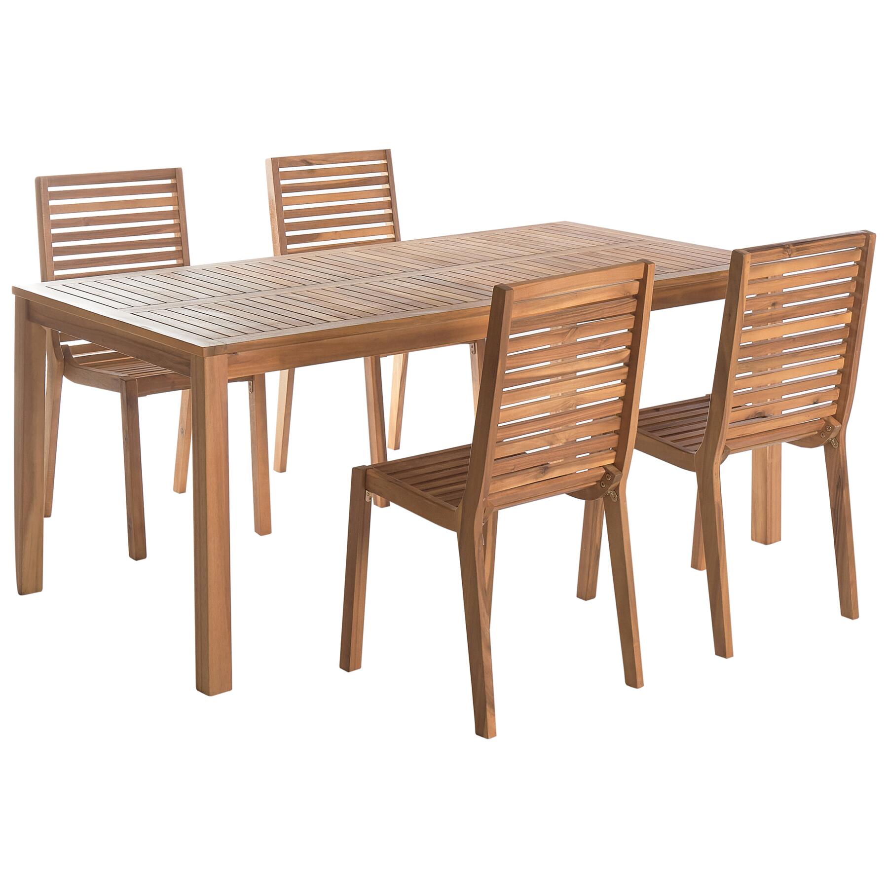 Beliani - OMBRIANO - Tuinset voor 4 - Lichte houtkleur - Acaciahout