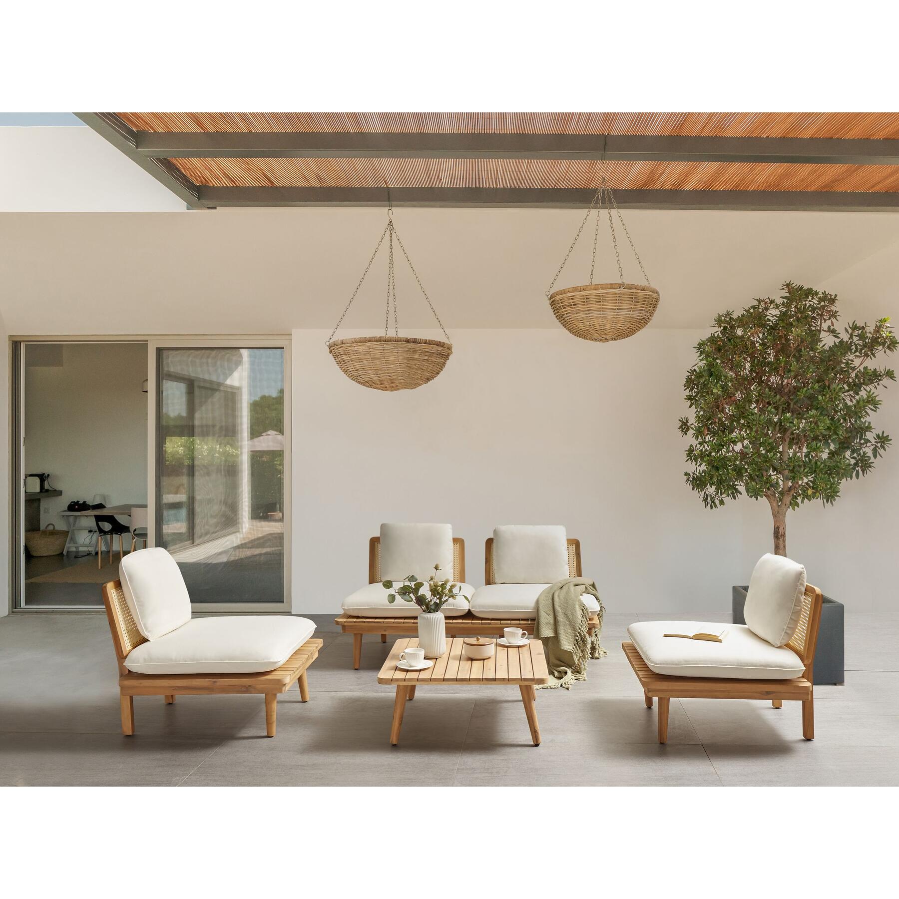 Beliani - ACCADIA - Loungeset - Lichtbeige - Acaciahout