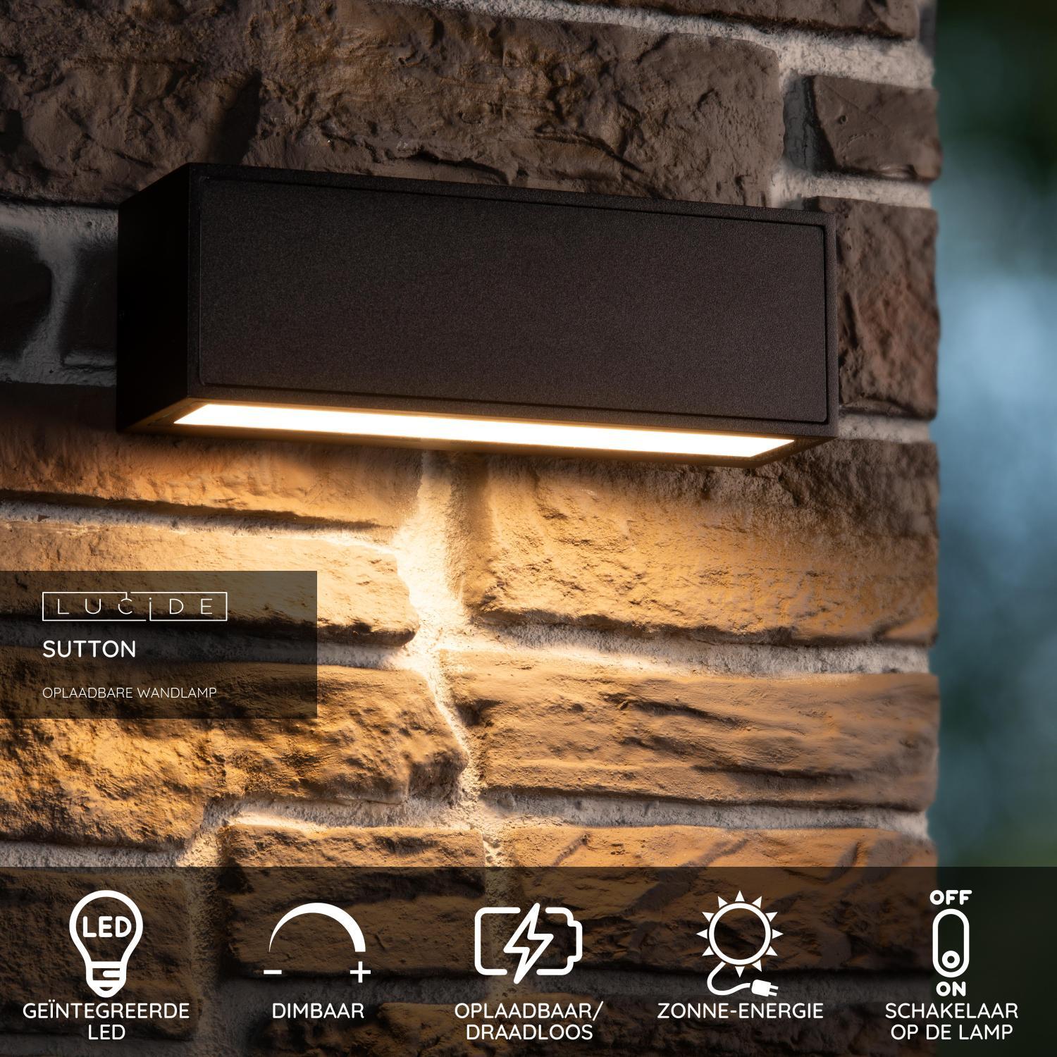 Lucide SUTTON Wandlamp - Zwart