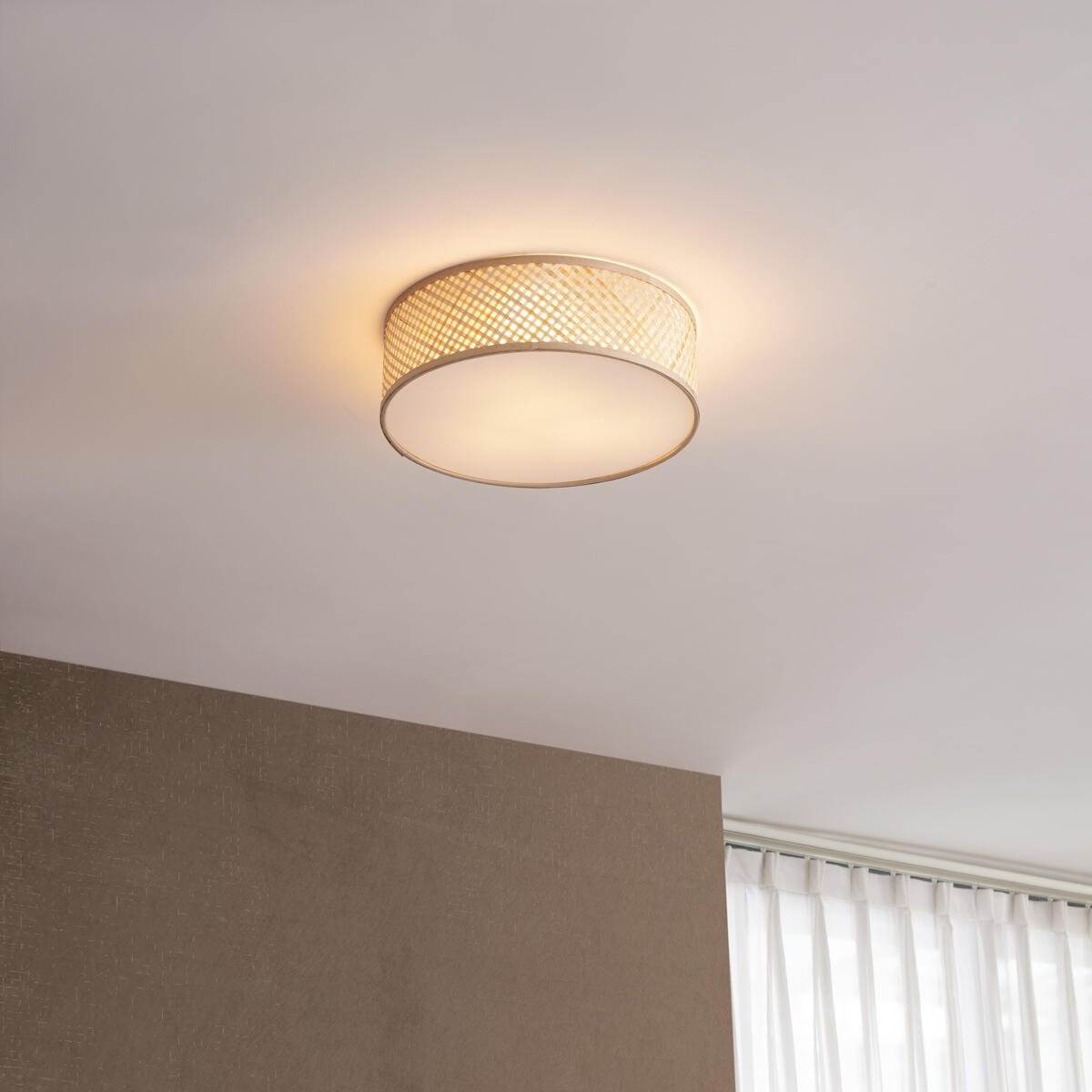 QAZQA Oosterse plafondlamp bamboe naturel 40cm - Tremmo