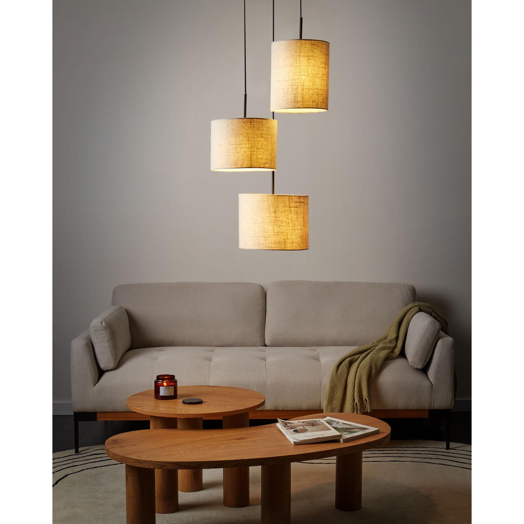 Beliani - PARGUAZA - Hanglamp - Lichtbeige - Linnen